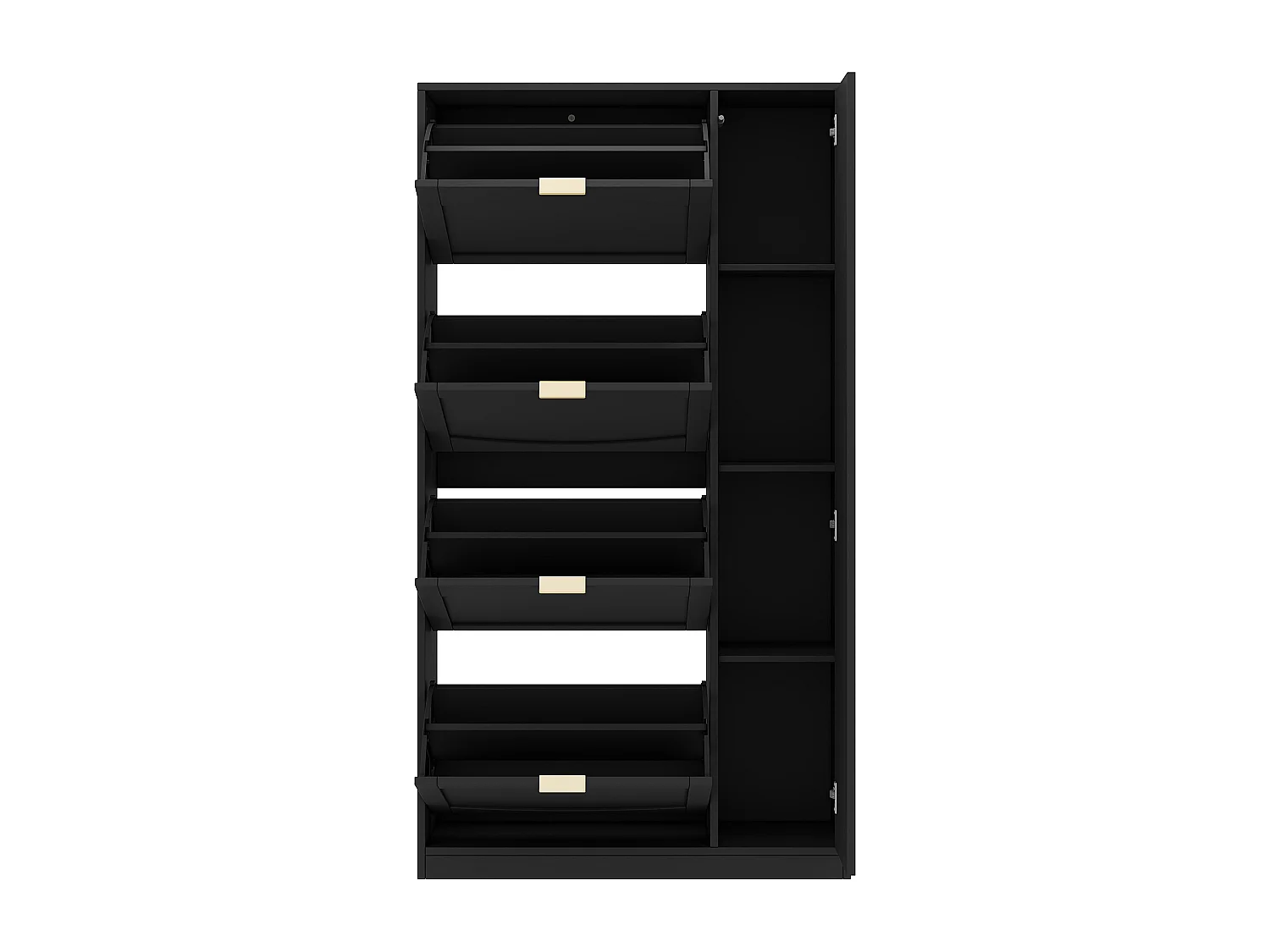 Meuble à chaussures avec miroir, 4 compartiments de rabattables - Noir