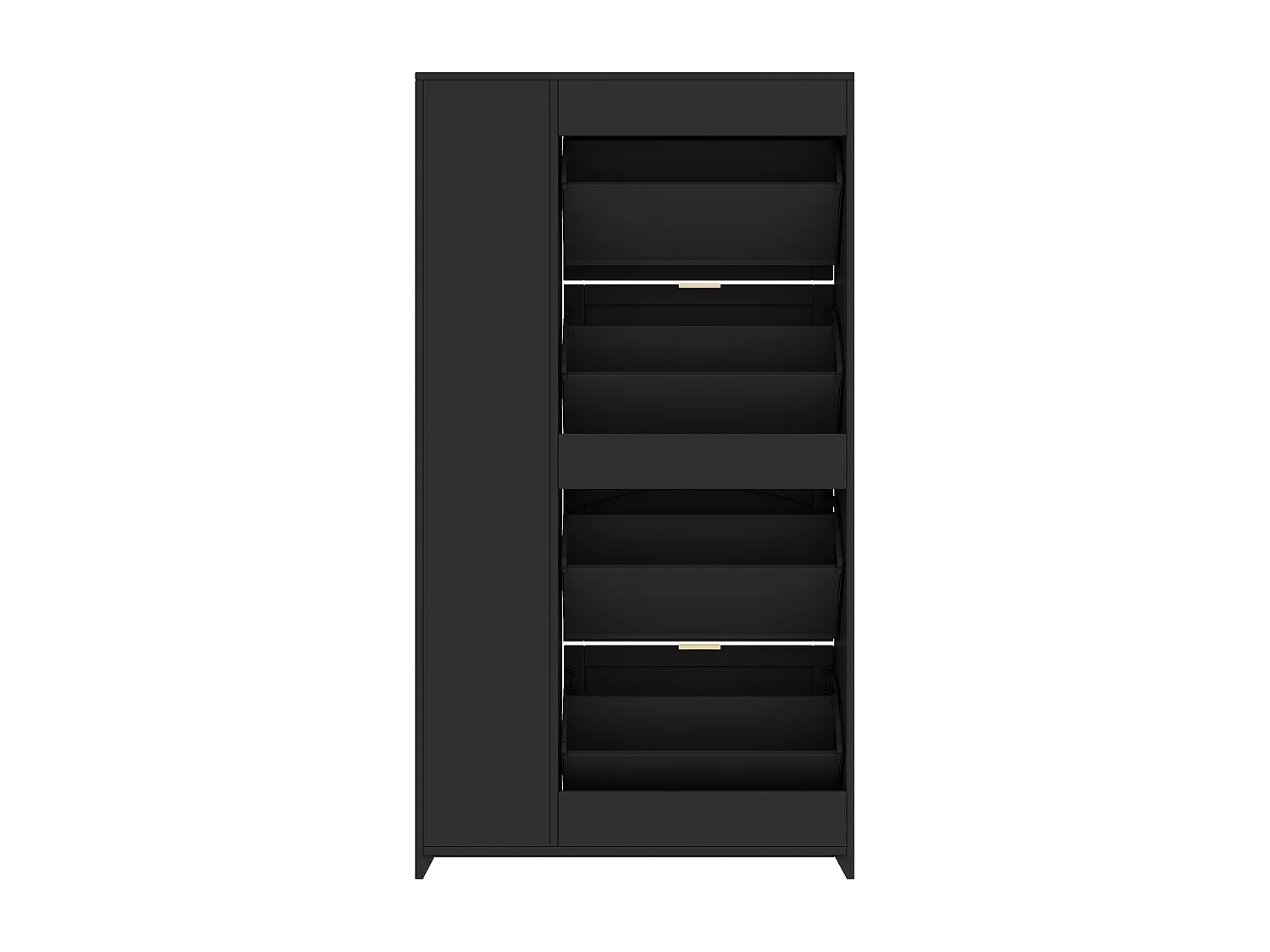 Meuble à chaussures avec miroir, 4 compartiments de rabattables - Noir