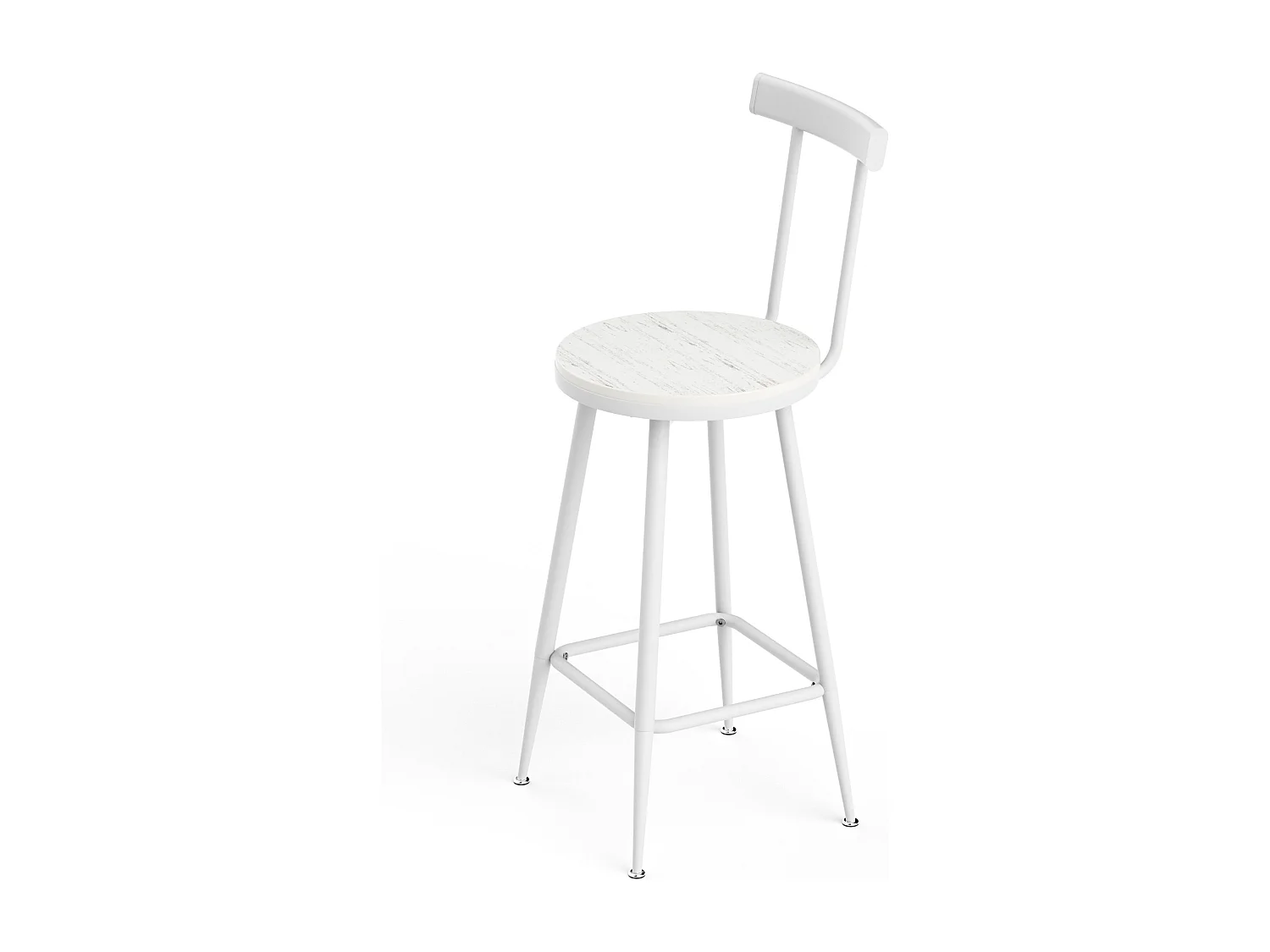 Ensemble table de bar 60x60 cm avec 2 tabourets, bois et métal blanc