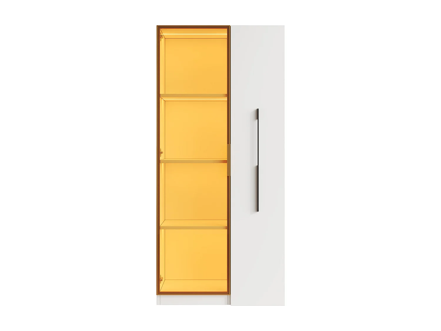 Vetrina a LED 70x40x160 cm con anta in vetro e cassetto laterale, bianca