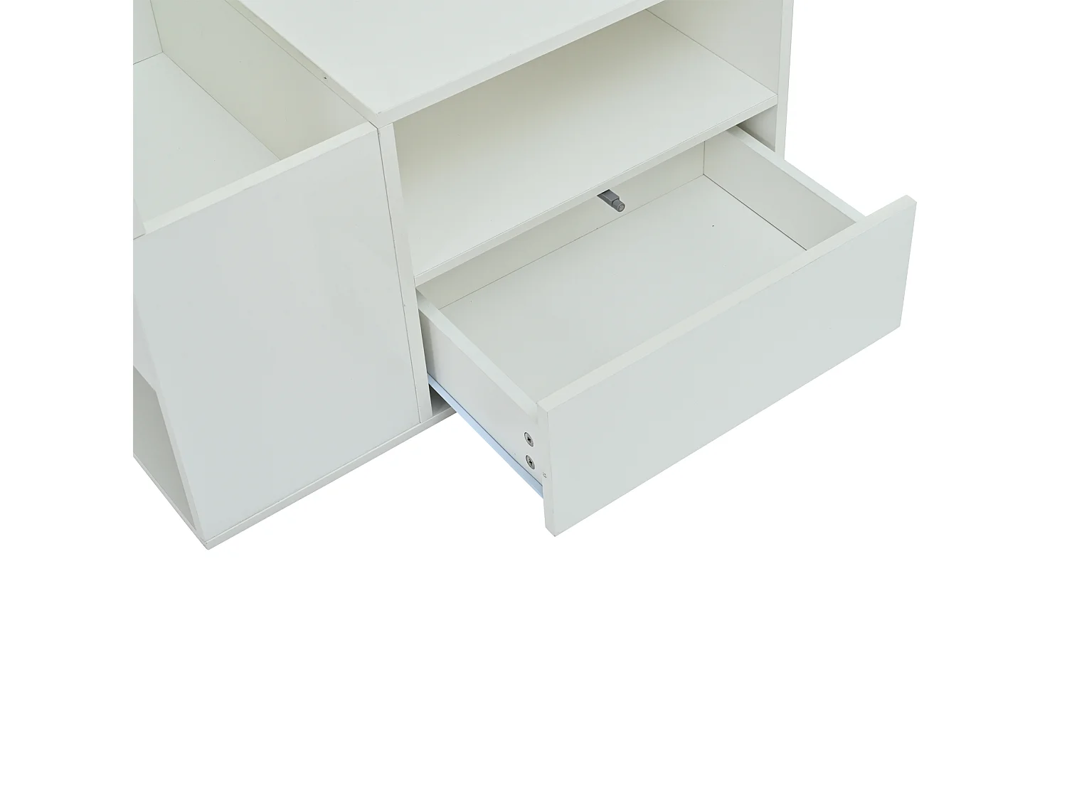 Table basse salon 100 x 50 x 40 cm blanche LED avec tiroir, 2 portes