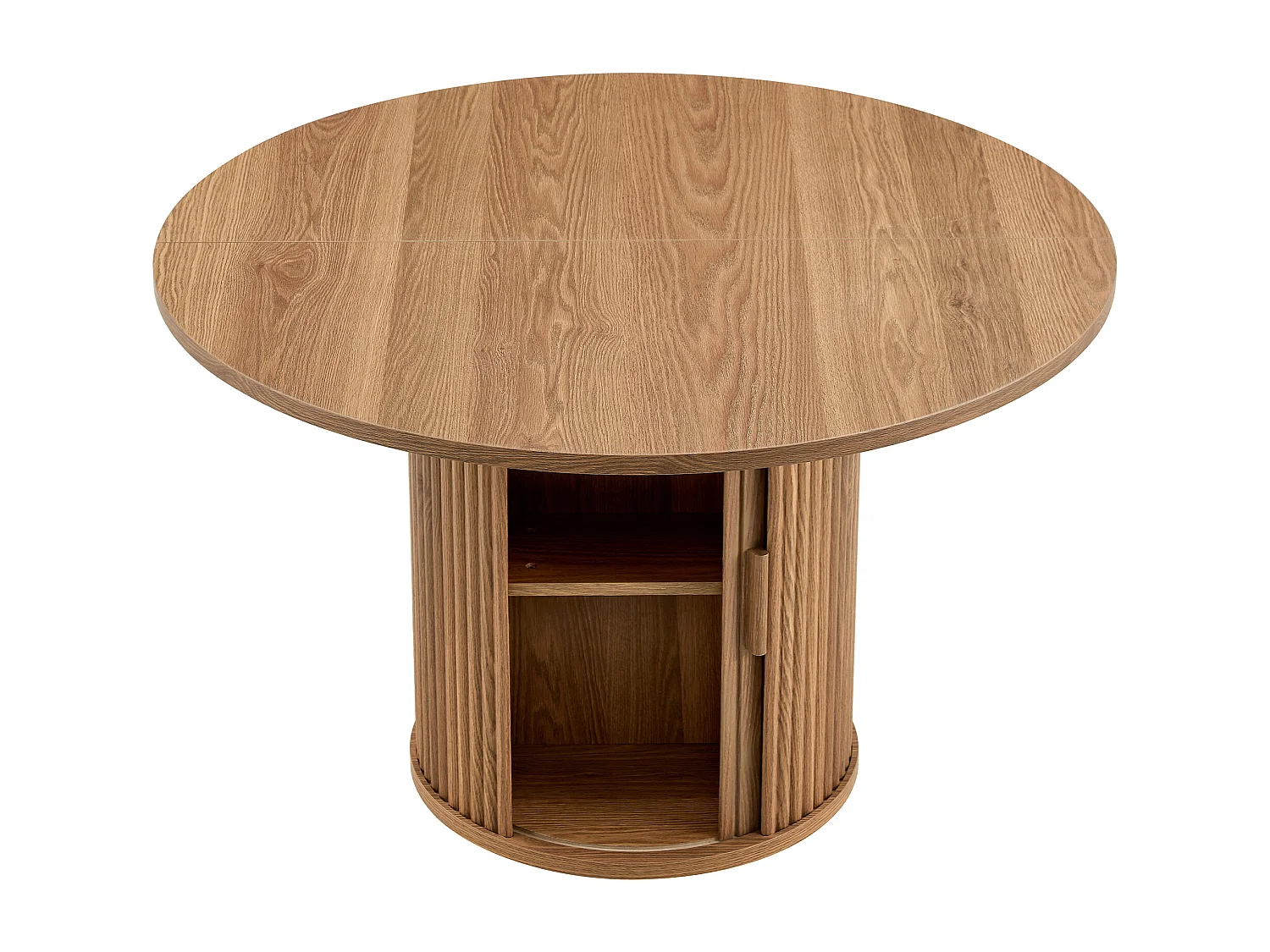 Table à manger ronde de 120 cm pour 4 à 6 personnes avec rangement - Couleur bois