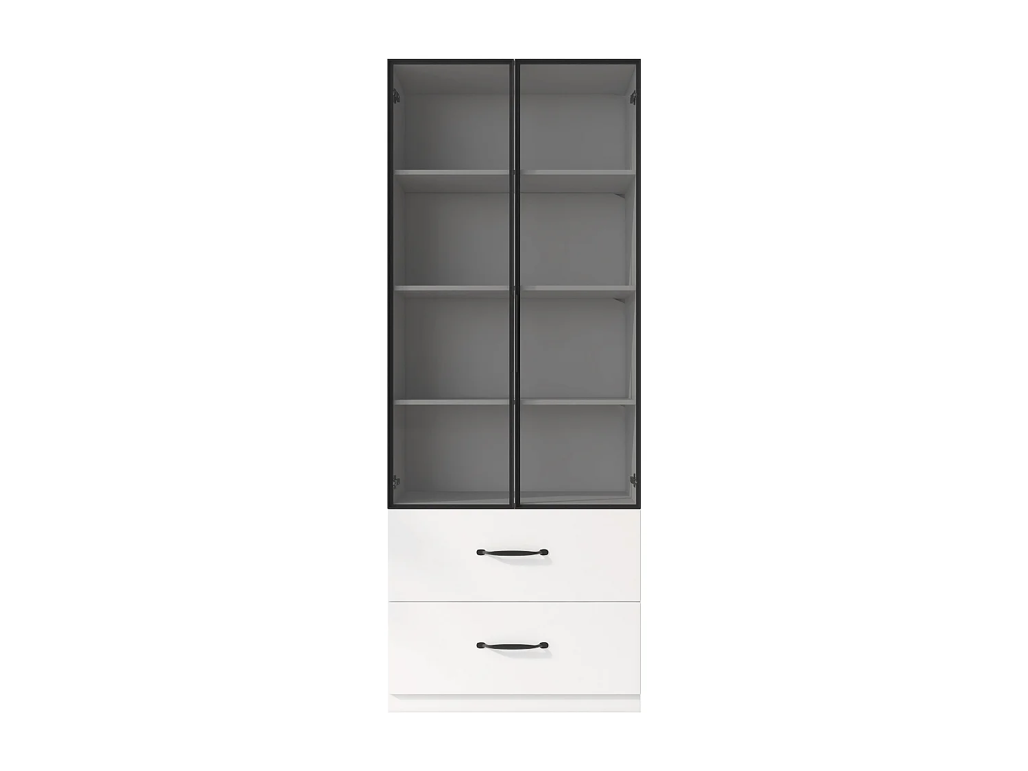 Vitrine LED 60x40x160 cm avec 2 tiroirs et 2 portes en verre - Blanc