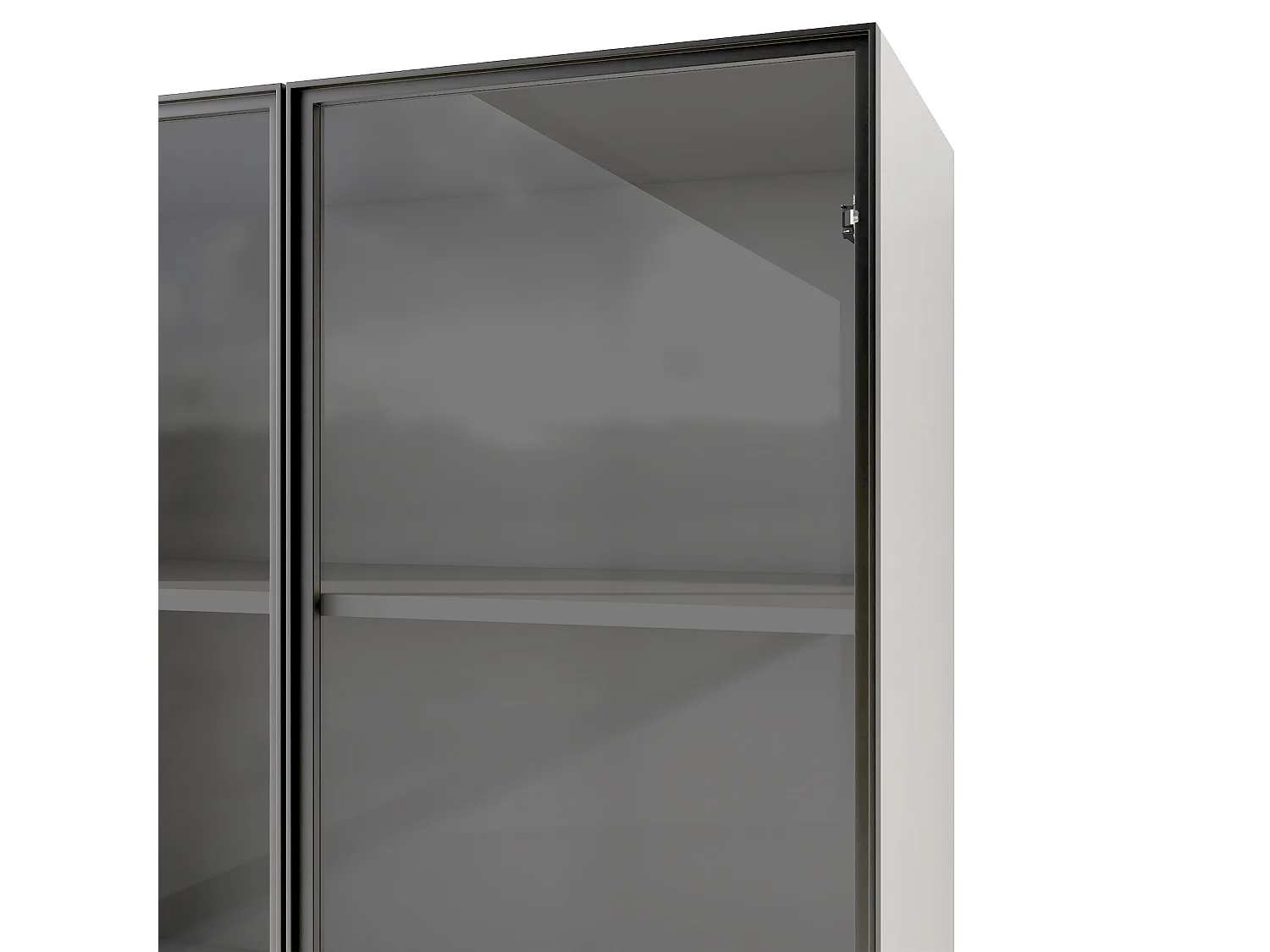 Vitrine LED 60x40x160 cm avec 2 tiroirs et 2 portes en verre - Blanc