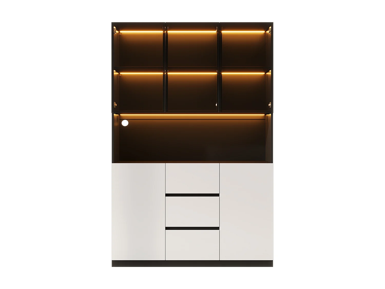 Vetrina a LED 120×40×200 cm con 3 cassetti e 5 ante - Nera