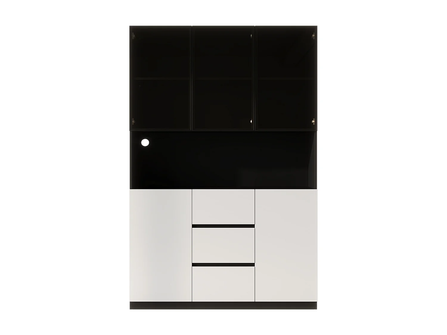 Vetrina a LED 120×40×200 cm con 3 cassetti e 5 ante - Nera