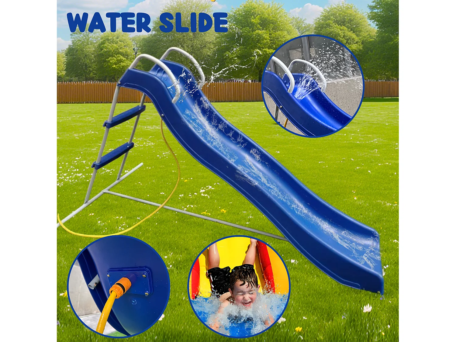 Toboggan de jeu bleu en plastique pour enfants de 1,8 M