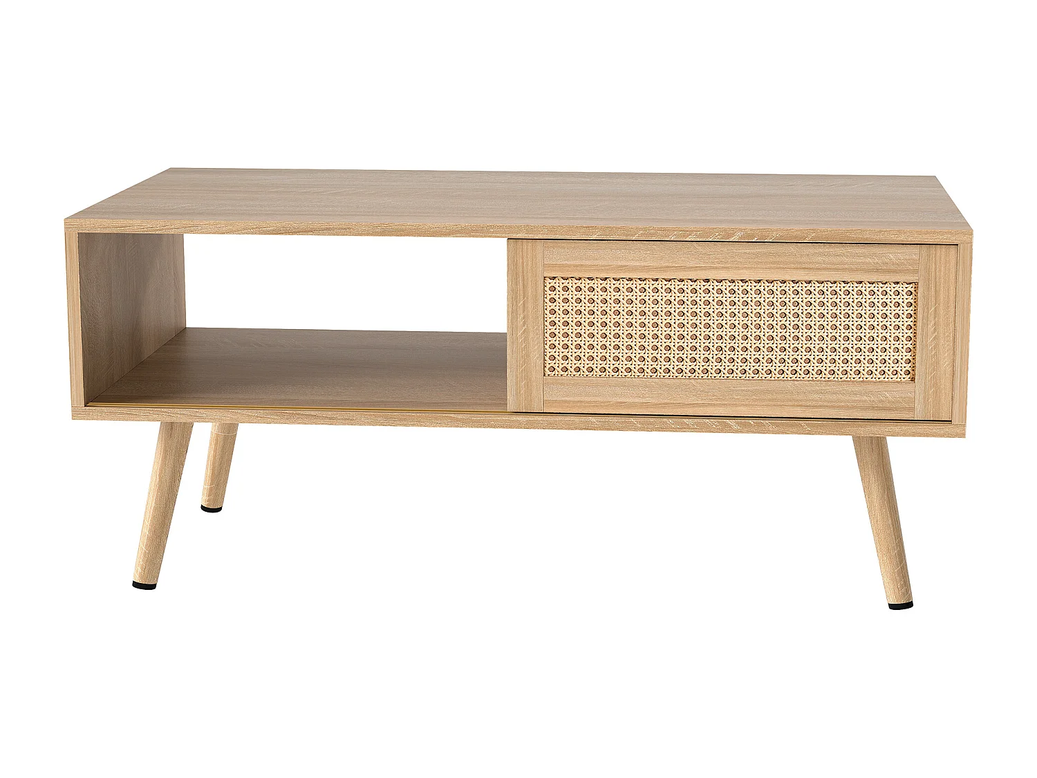 Salontafel met schuifdeur, natuurlijke houtkleur, 105x55x41,5 cm