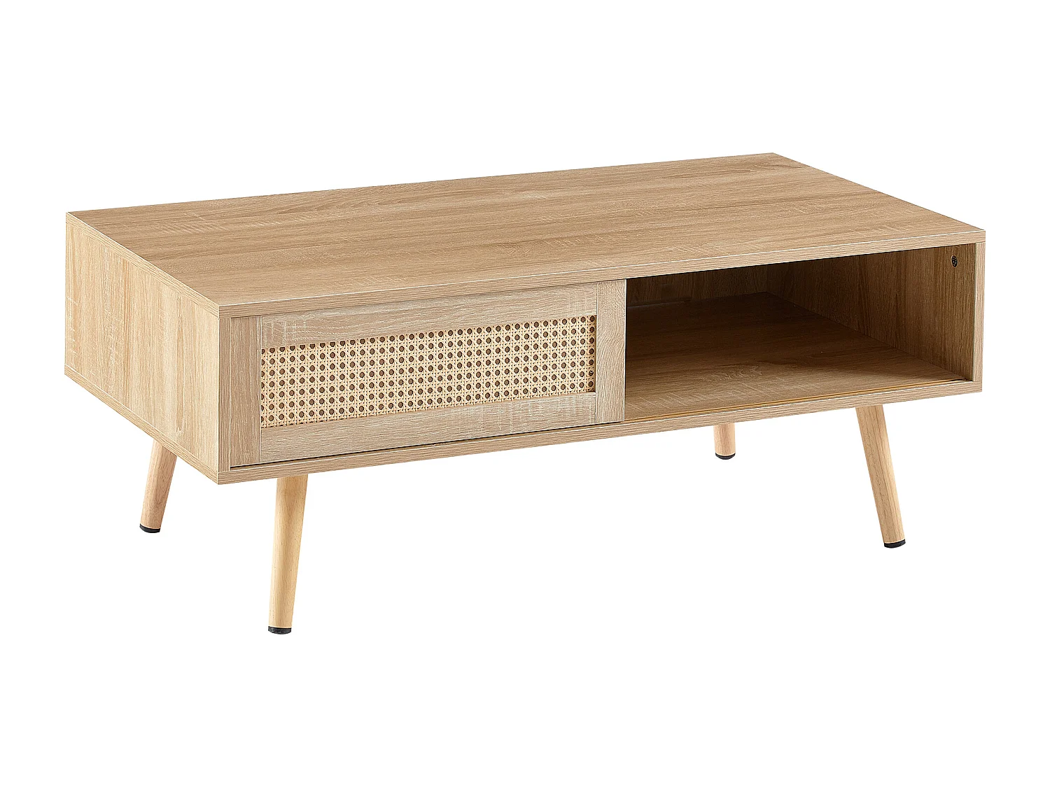 Salontafel met schuifdeur, natuurlijke houtkleur, 105x55x41,5 cm