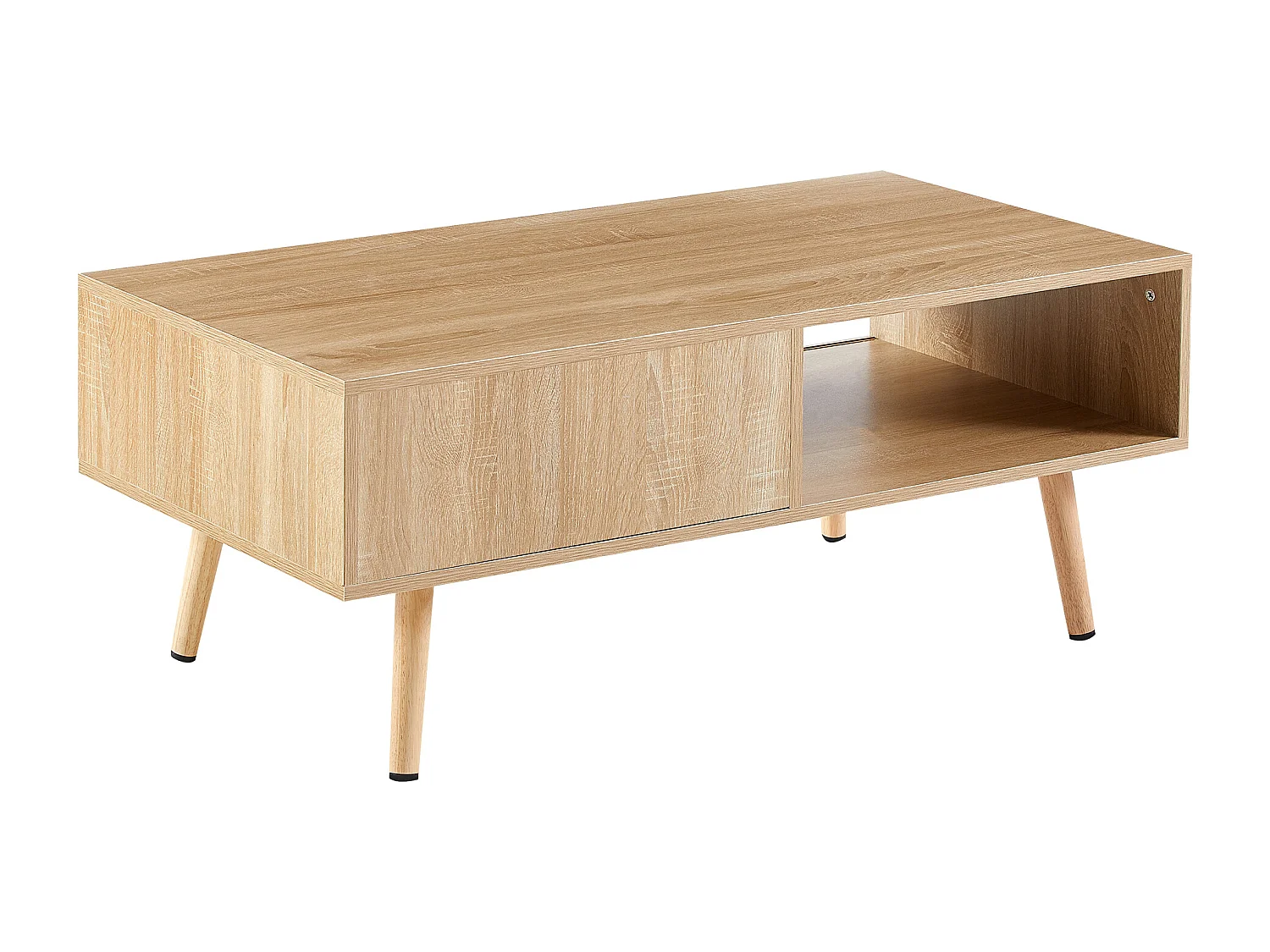 Salontafel met schuifdeur, natuurlijke houtkleur, 105x55x41,5 cm
