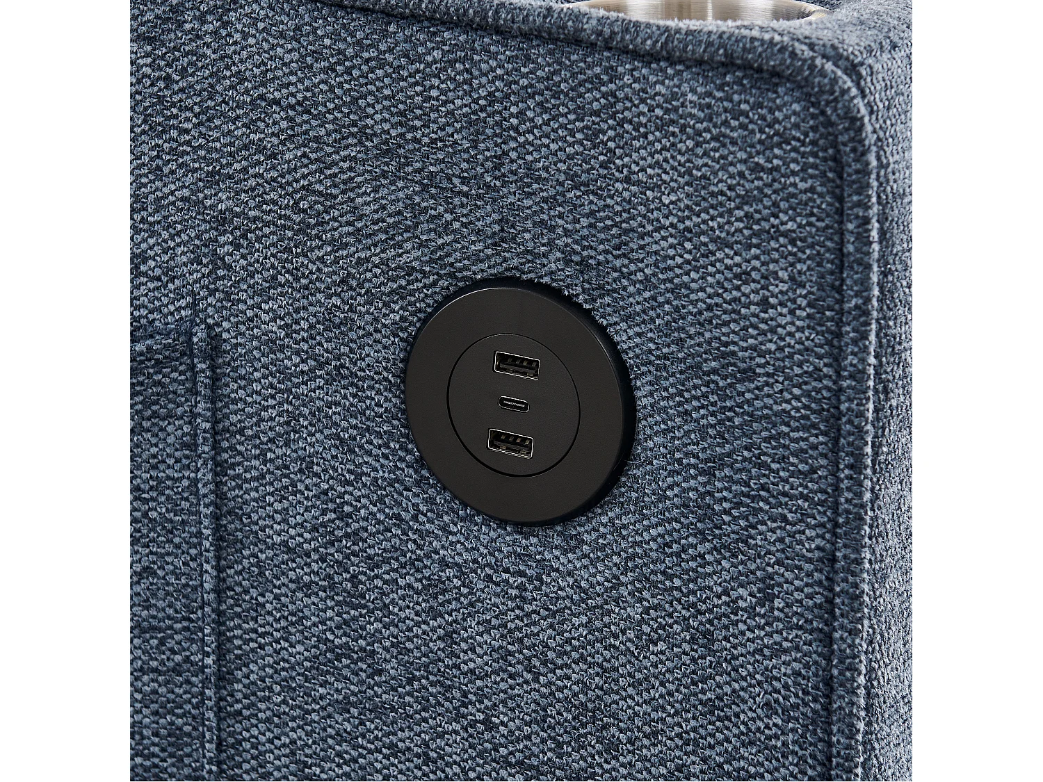 3-in-1 converteerbare fauteuil met USB-poorten - Marineblauwe stoffen slaapbank