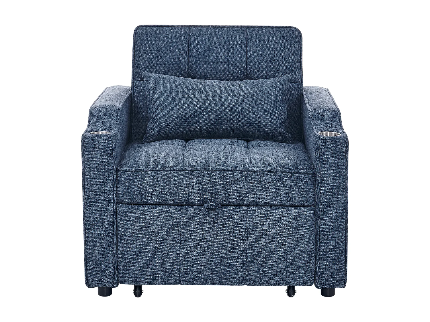 3-in-1 converteerbare fauteuil met USB-poorten - Marineblauwe stoffen slaapbank