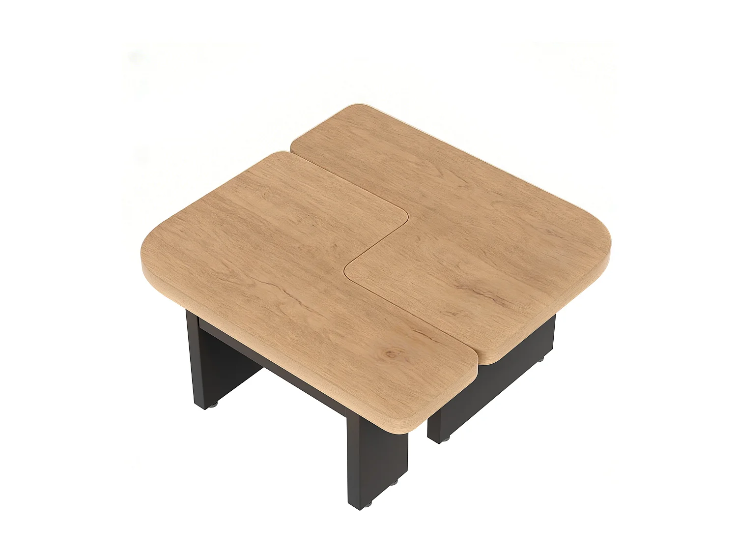 Table basse avec LED et 2 tiroirs - Design 2 en 1 - Noir et bois