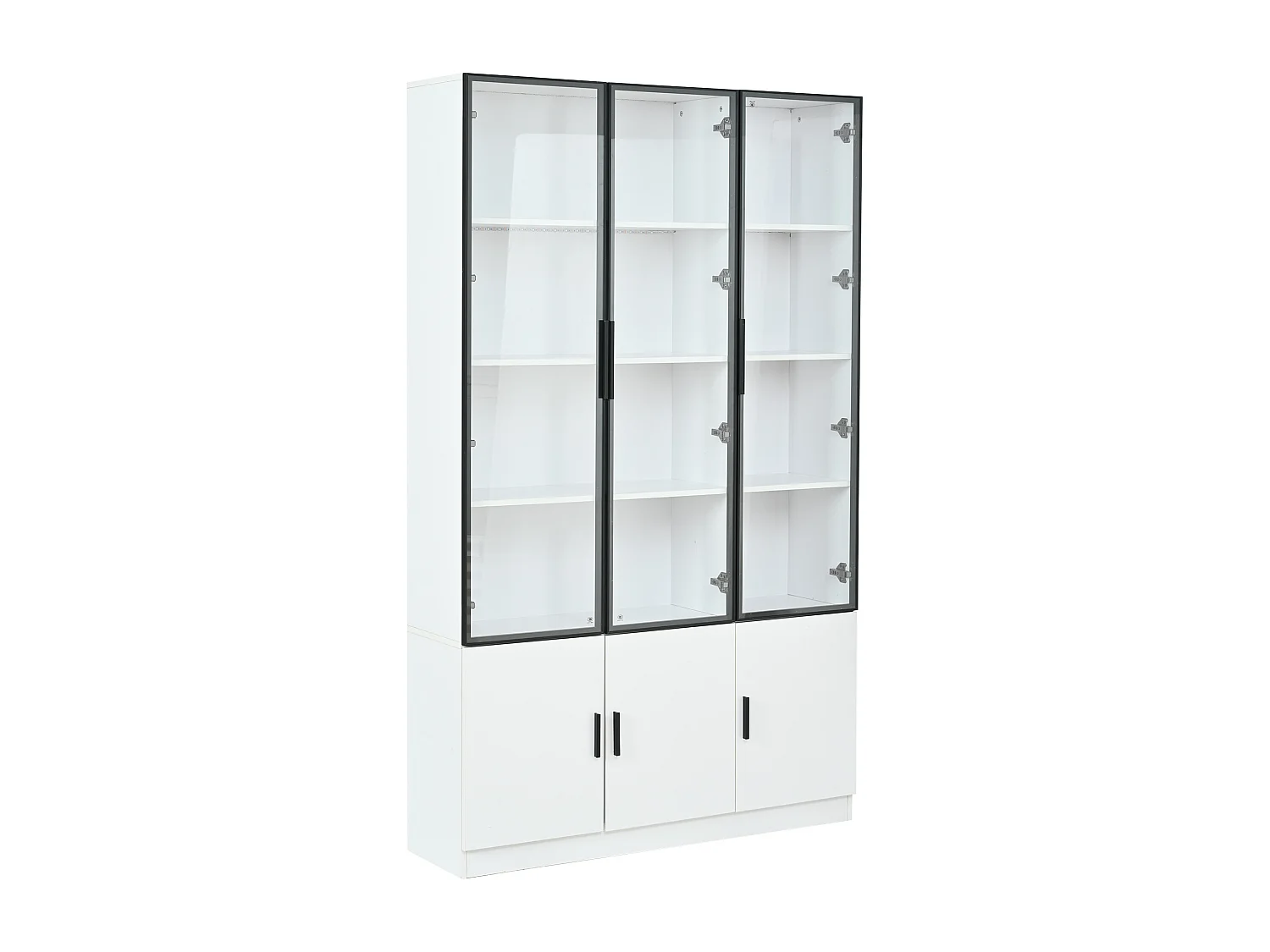 Vitrine em vidro 120 x 32 x 200 cm com 6 portas e iluminação LED - Branco
