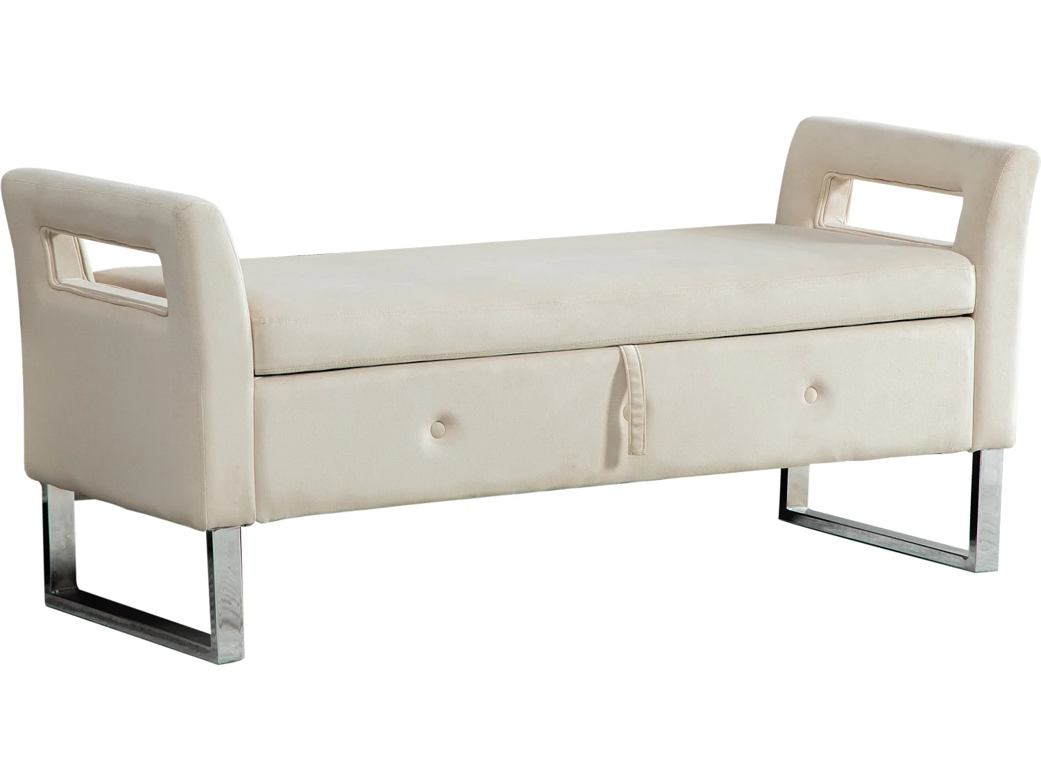 Bedbank met opbergruimte - Beige fluweel