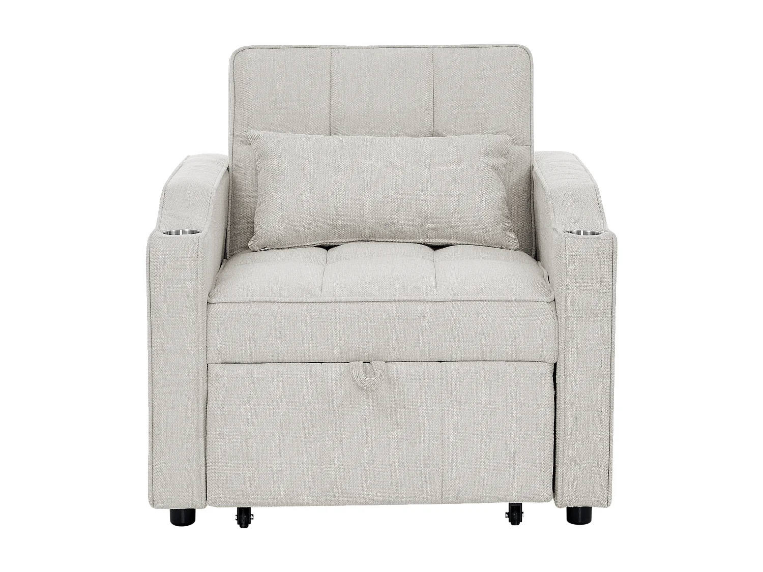 3-in-1 converteerbare fauteuil met USB-poorten - Beige stoffen slaapbank