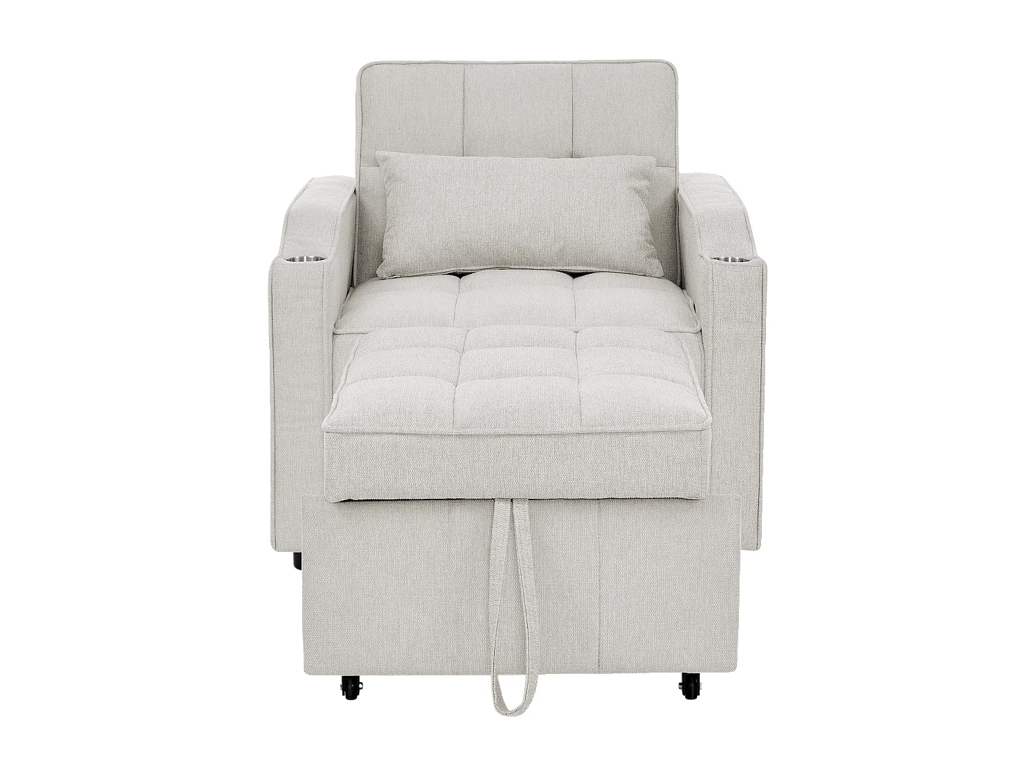 3-in-1 converteerbare fauteuil met USB-poorten - Beige stoffen slaapbank