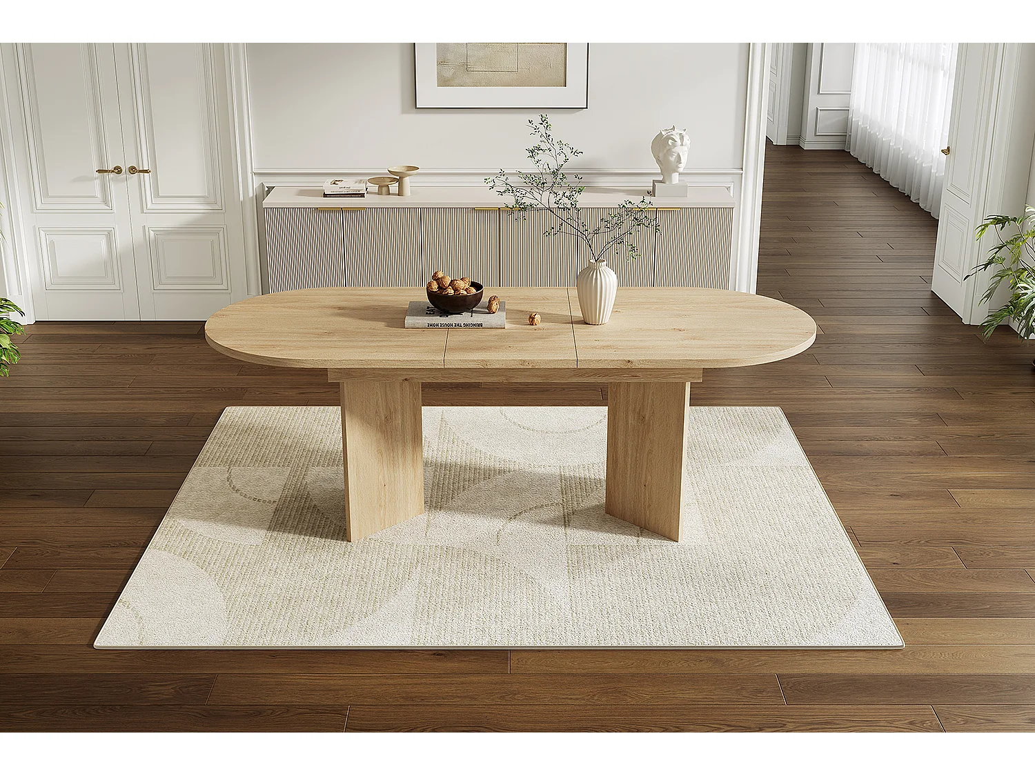 Table à manger extensible 140/180x90 cm pour 4 à 8 personnes - Naturel clair