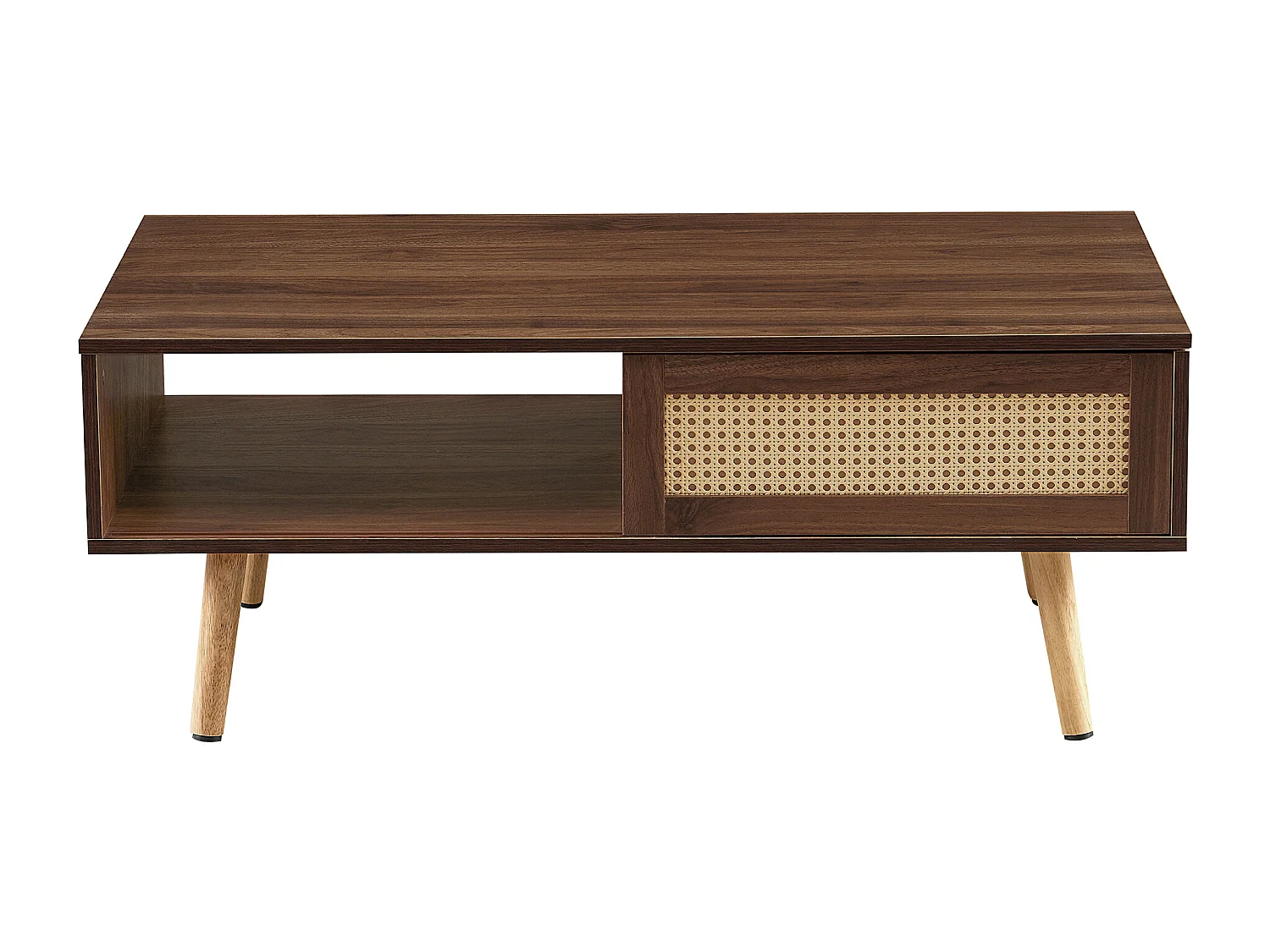 Table basse avec porte coulissante , couleurs bois marron 105x55x41.5 cm