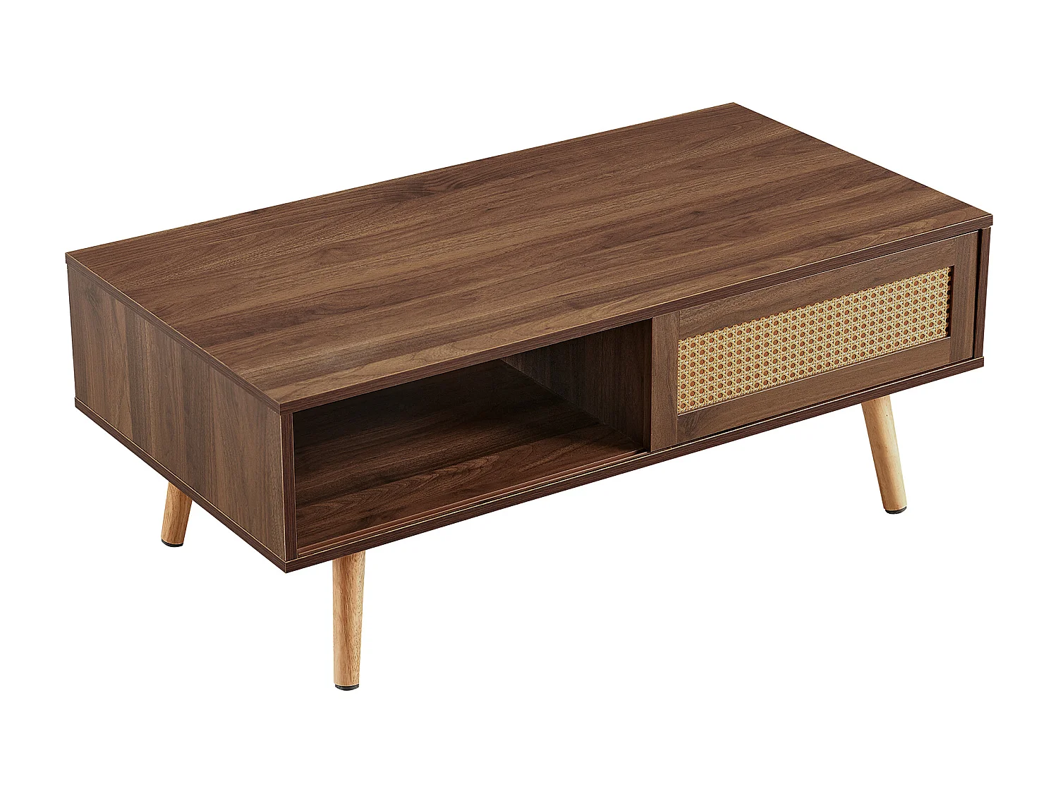 Table basse avec porte coulissante , couleurs bois marron 105x55x41.5 cm