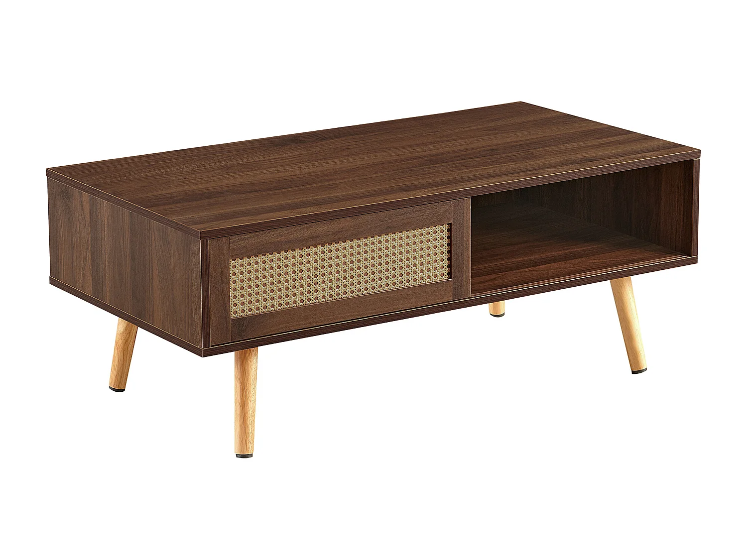 Table basse avec porte coulissante , couleurs bois marron 105x55x41.5 cm