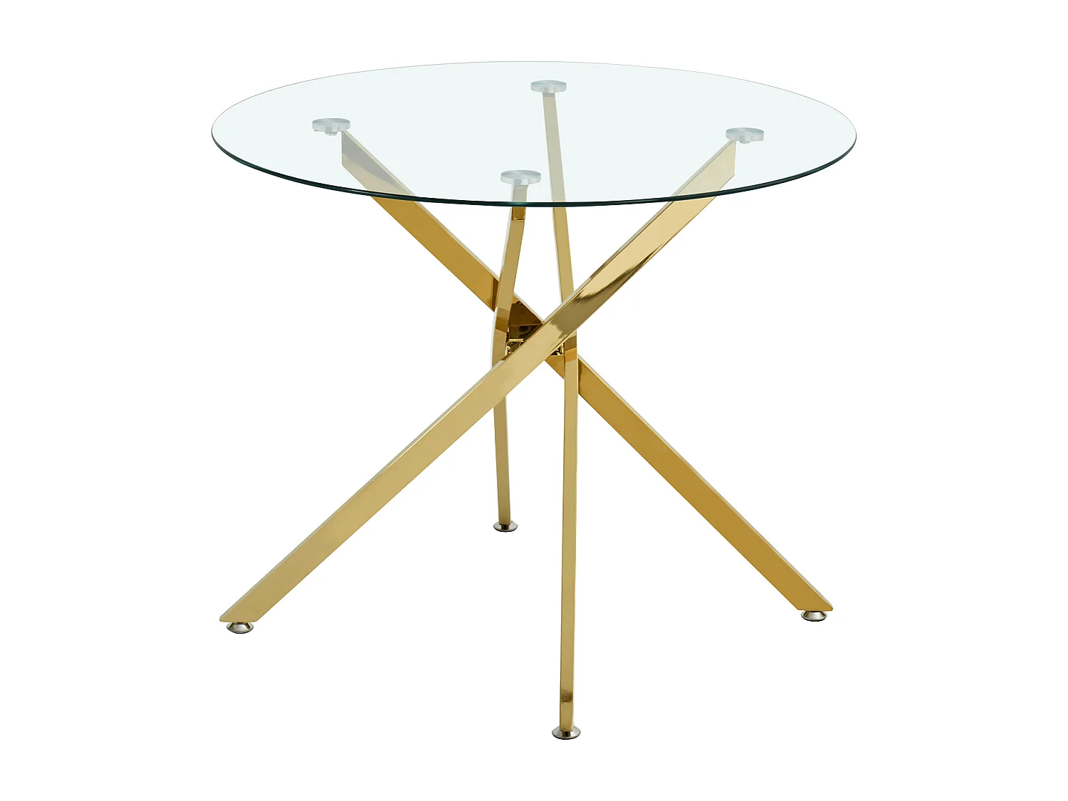Table à manger ronde avec plateau en verre trempé et pieds dorés 80 × 80 × 76 cm
