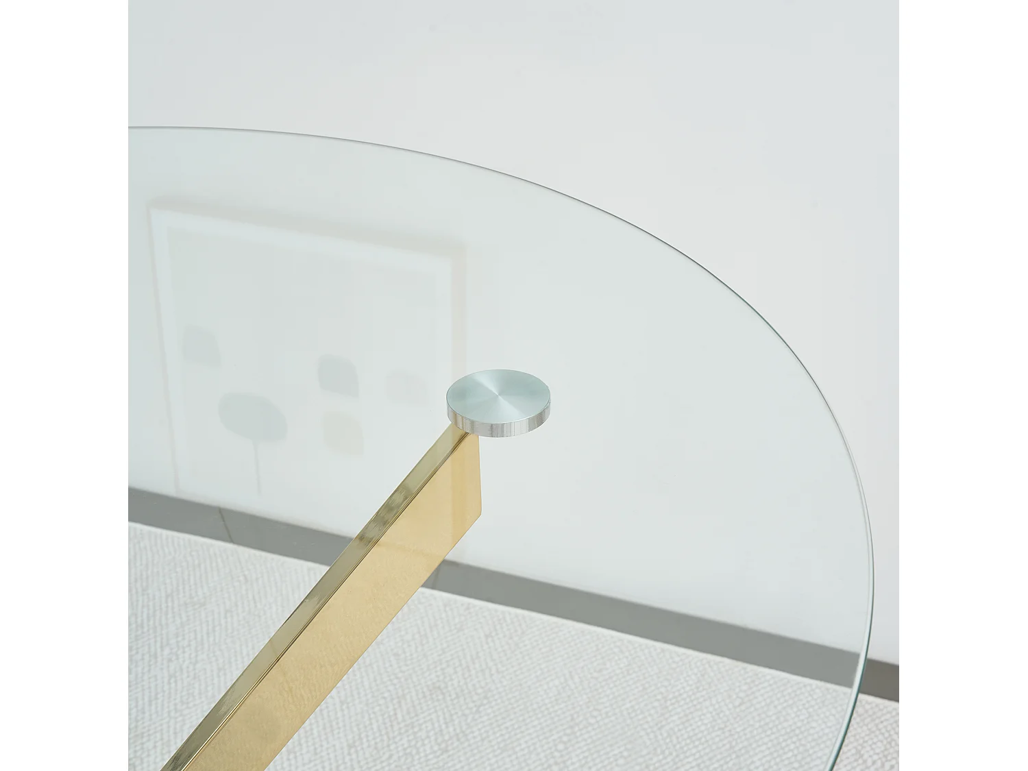 Table à manger ronde avec plateau en verre trempé et pieds dorés 80 × 80 × 76 cm
