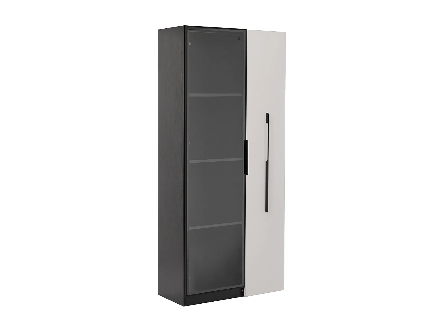 Vitrine LED 70x40x160 cm avec porte en verre et tiroir latéral, noir