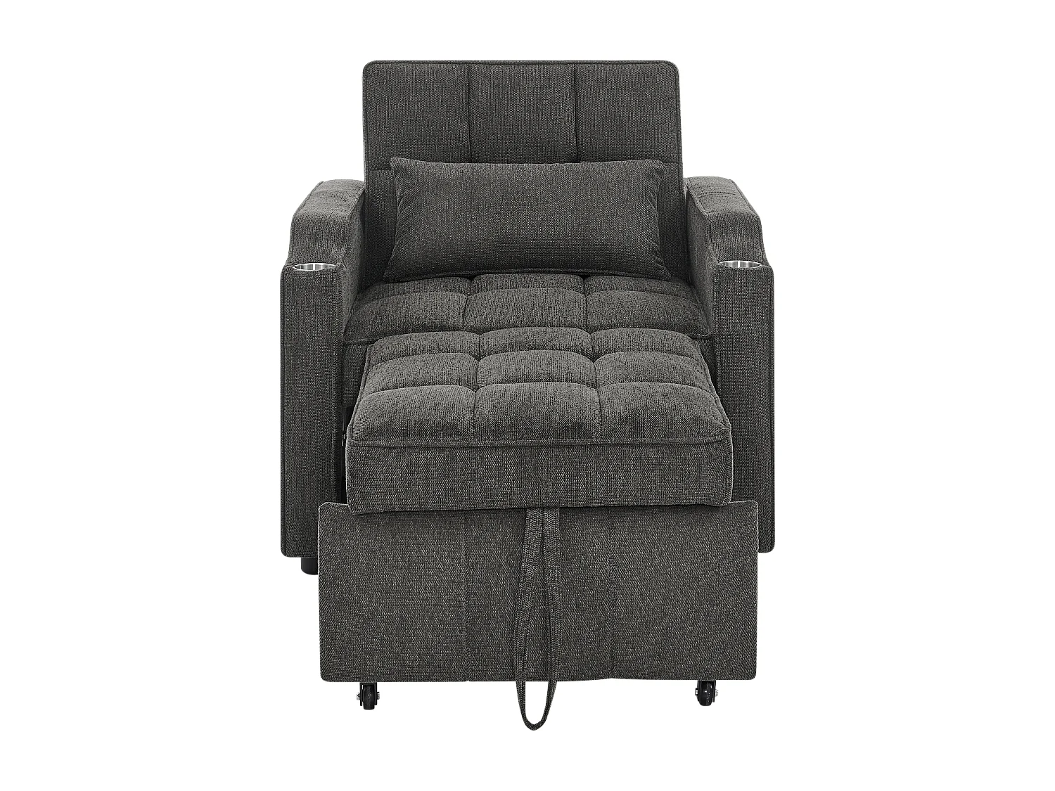 3-in-1 converteerbare fauteuil met USB-poorten - Slaapbank in donkergrijze stof