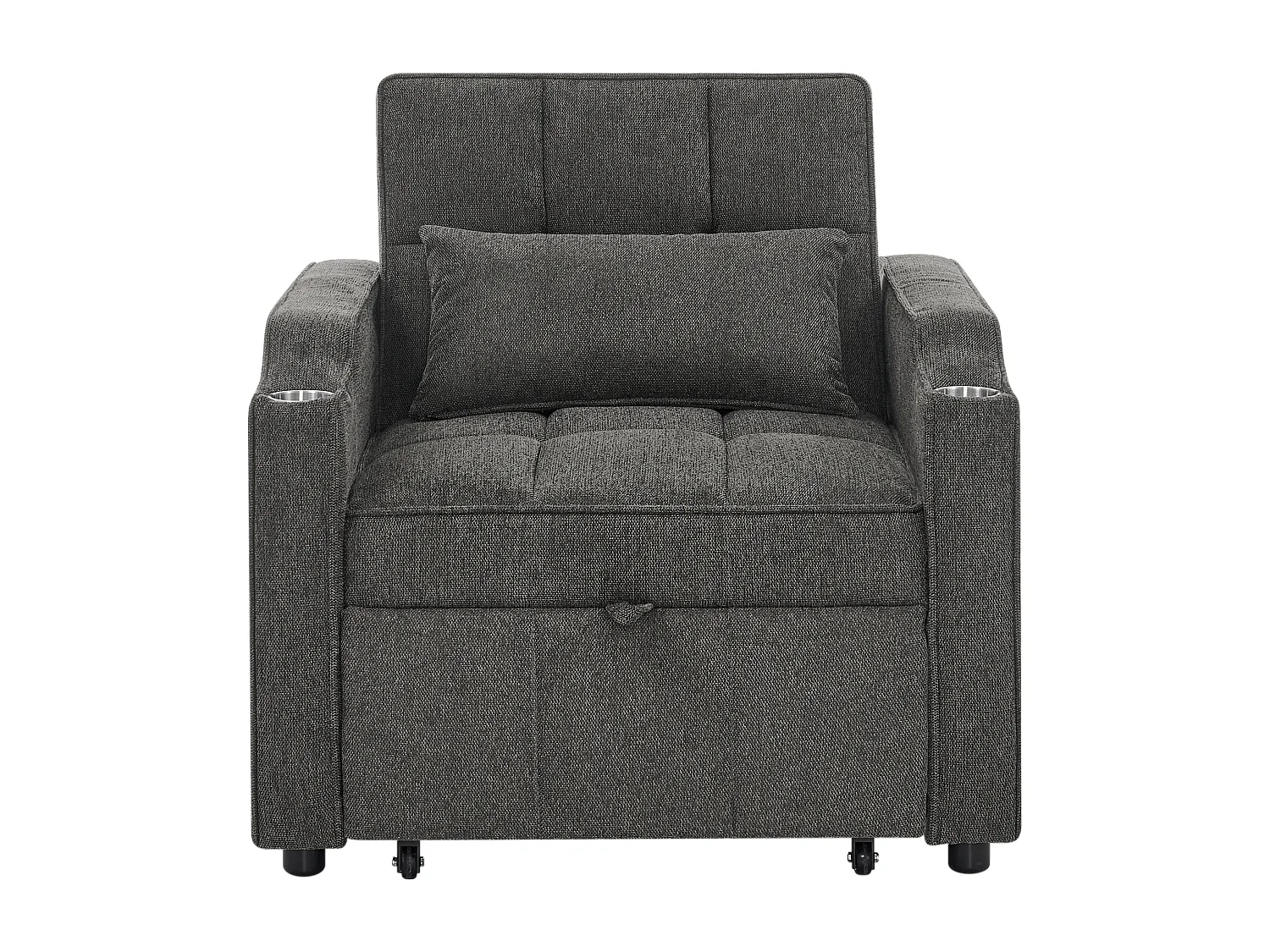 3-in-1 converteerbare fauteuil met USB-poorten - Slaapbank in donkergrijze stof