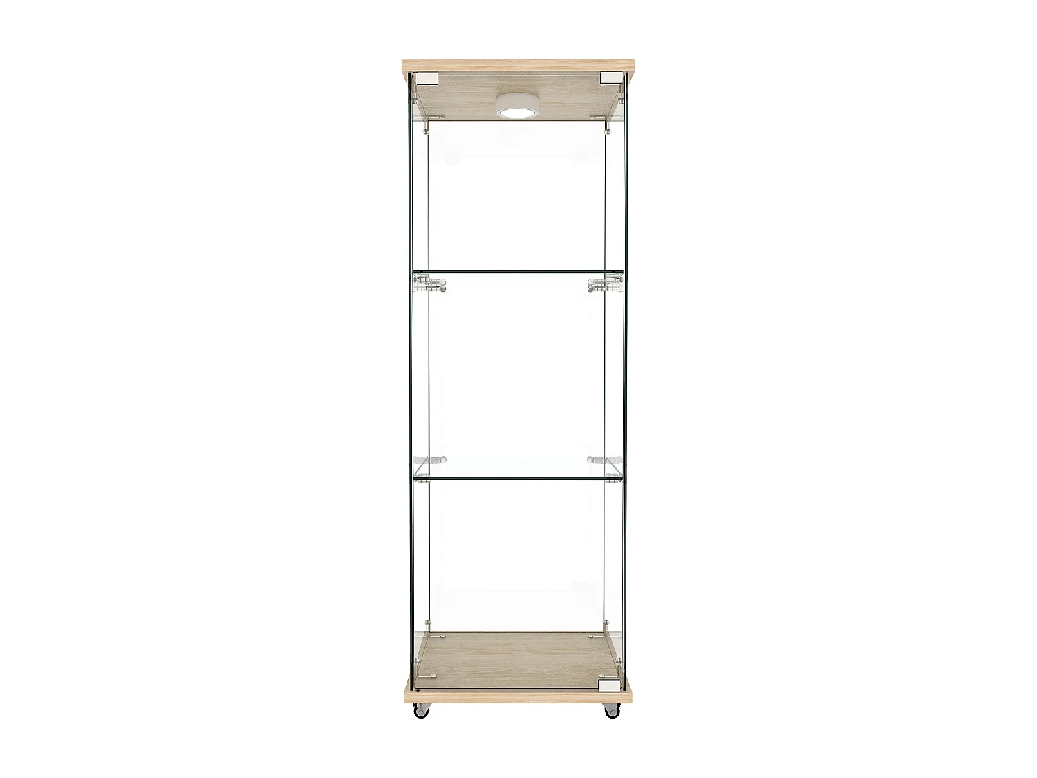 Vitrine en verre sur roulettes avec LED et 3 niveaux 42,5 x 36,5 x121.7 cm