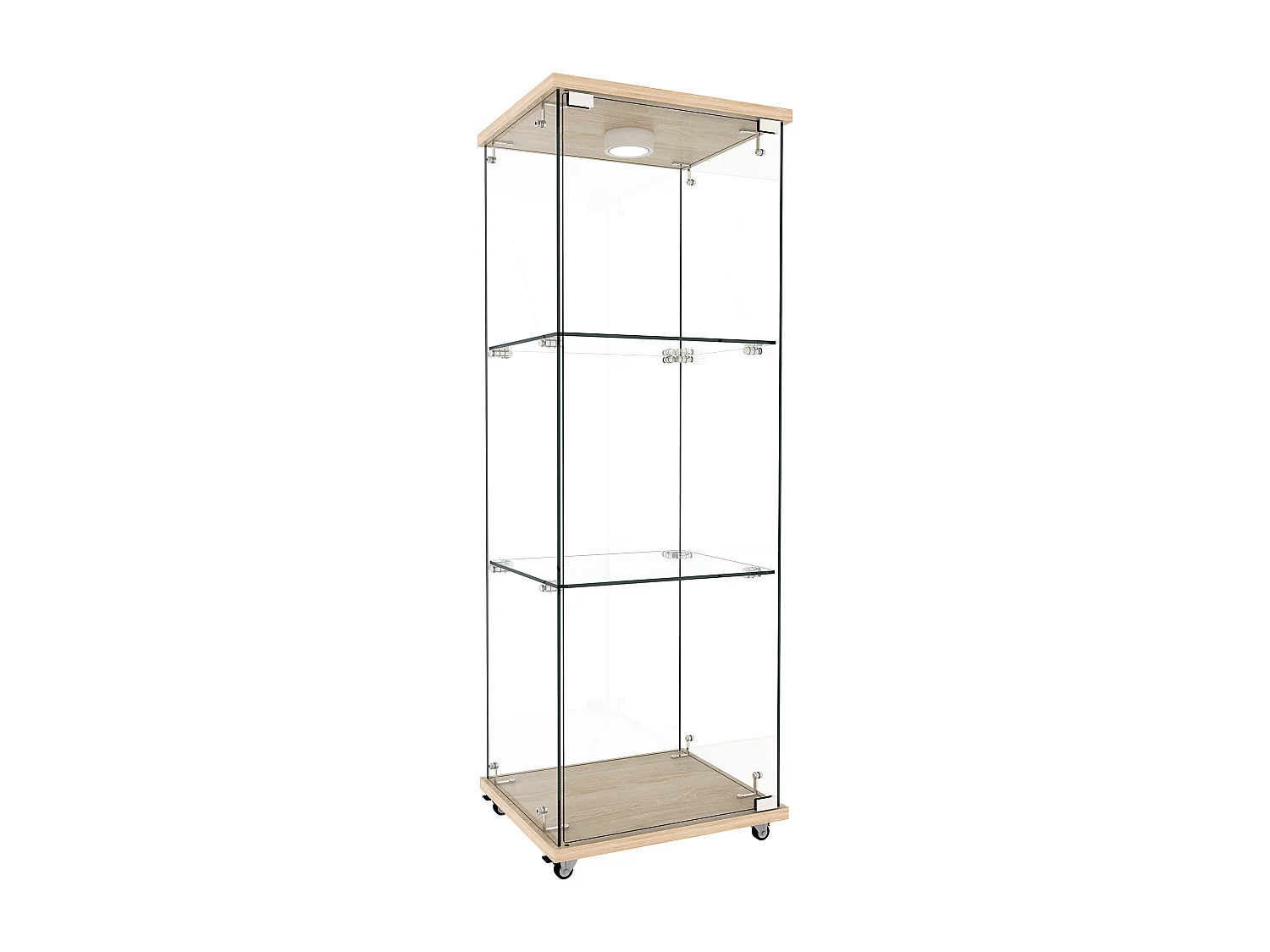 Vitrine en verre sur roulettes avec LED et 3 niveaux 42,5 x 36,5 x121.7 cm
