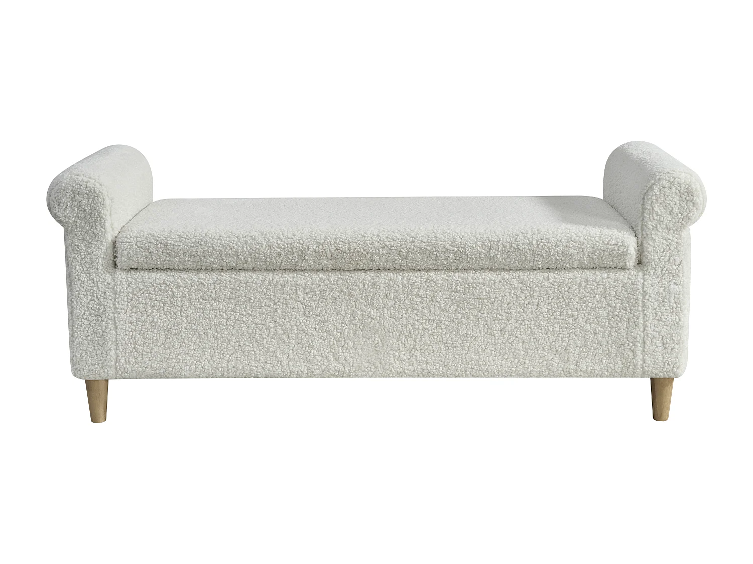 Ottoman, bedbank met opbergvak, wit - Stof en hout