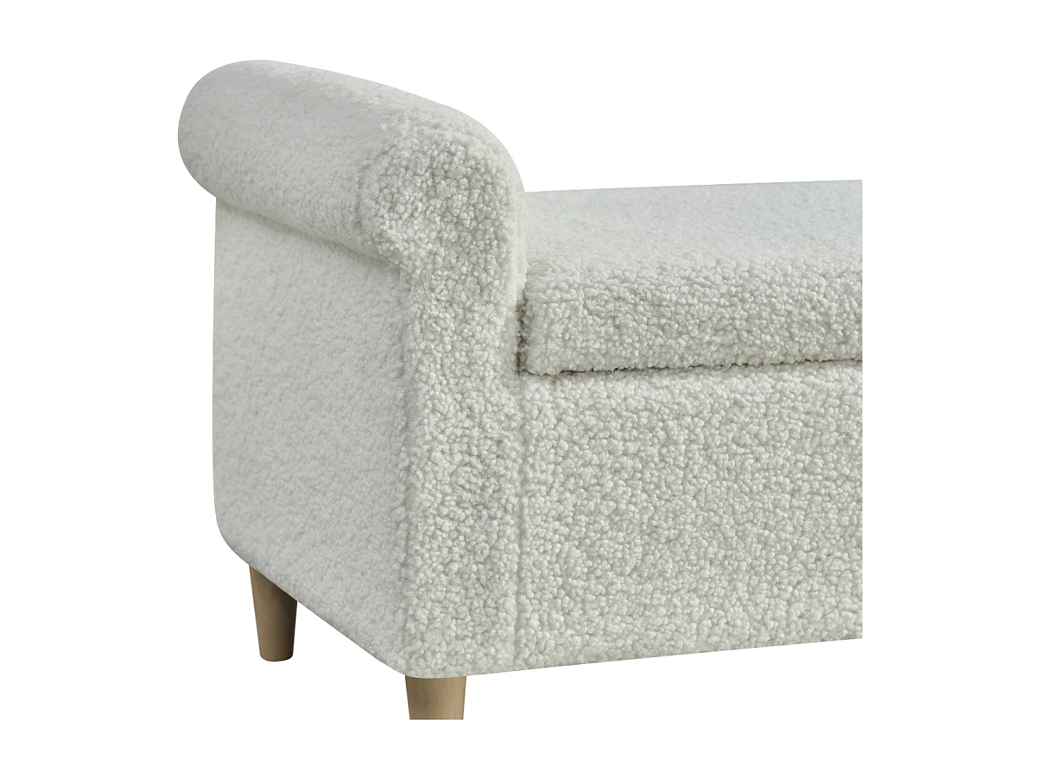 Ottoman, bedbank met opbergvak, wit - Stof en hout