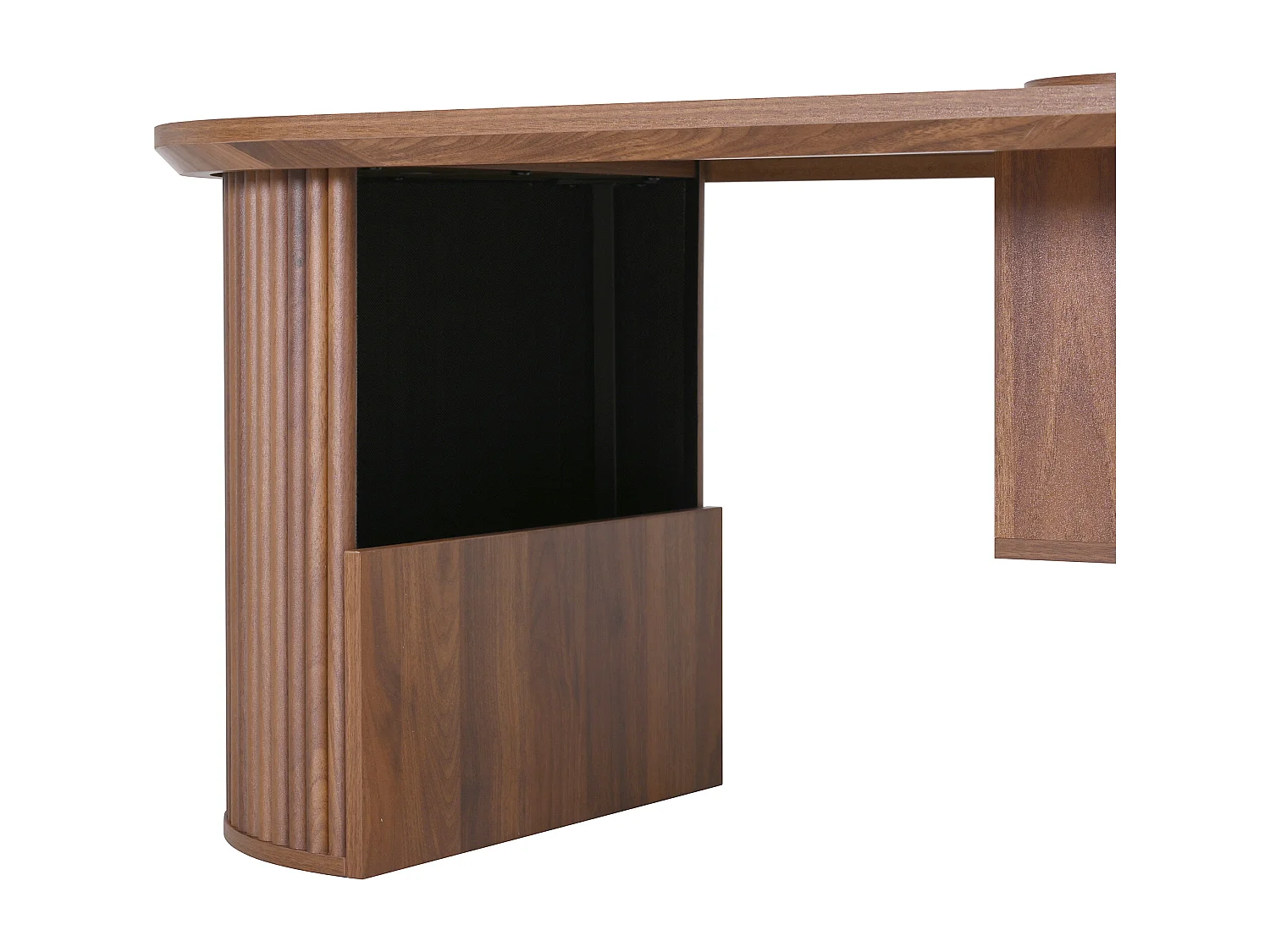 Tavolino da caffè in noce con struttura verticale e contenitore, 105 x 50 x 46,5 cm