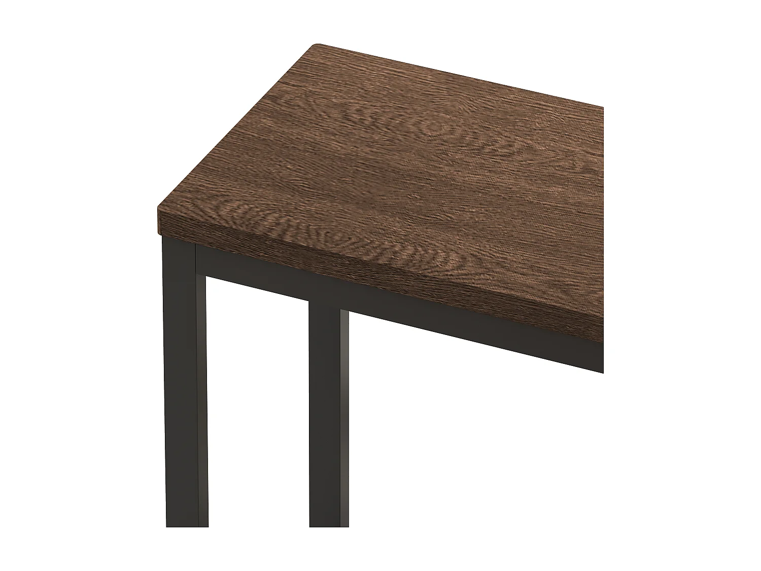 Ensemble table bar avec 3 tabourets - Plateau marron foncé, structure métal