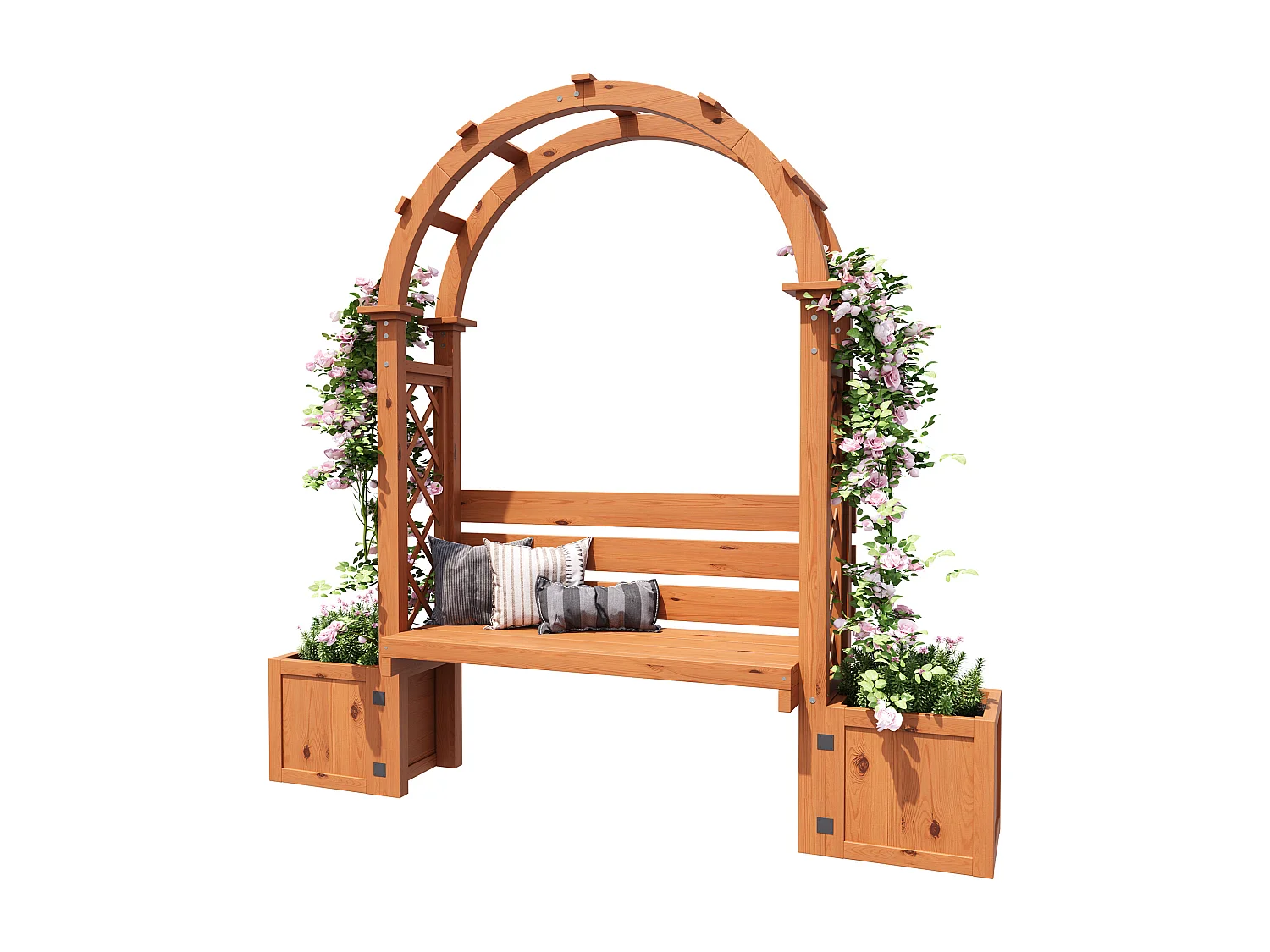 Plantenbak met klimrek en zitjes voor tuin, binnenplaats en terras - Licht en natuurlijk