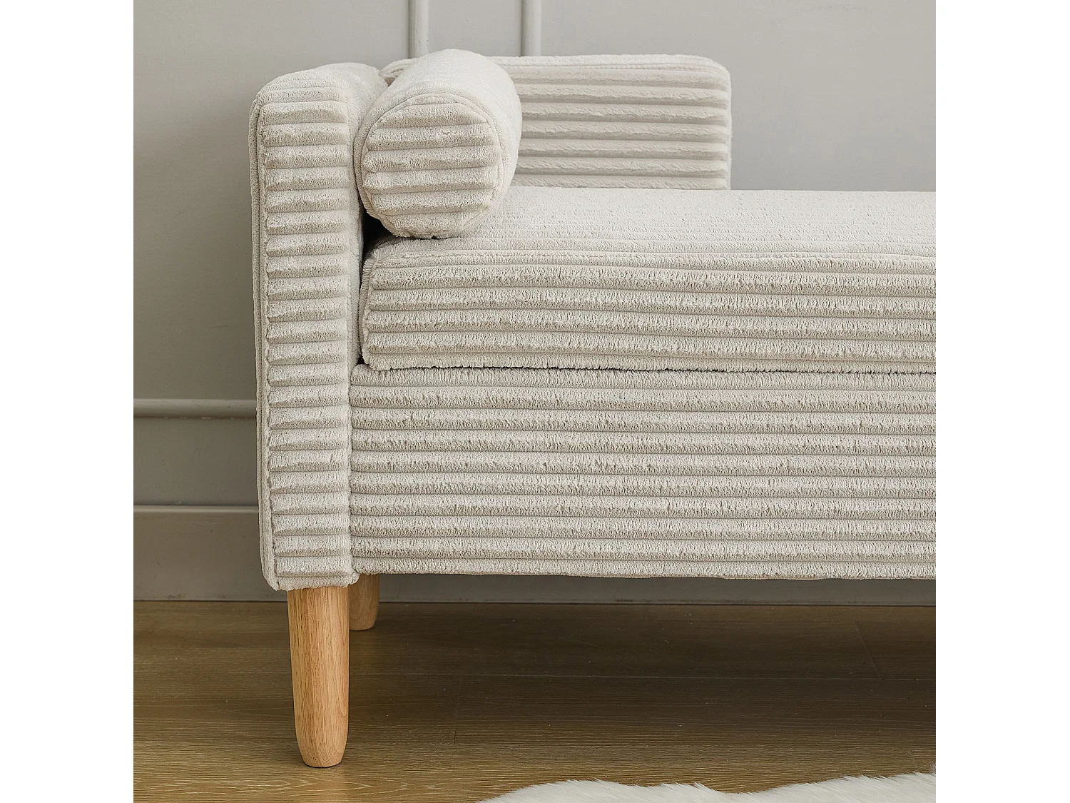 Grijze corduroy bedbank - Voor slaapkamer en hal