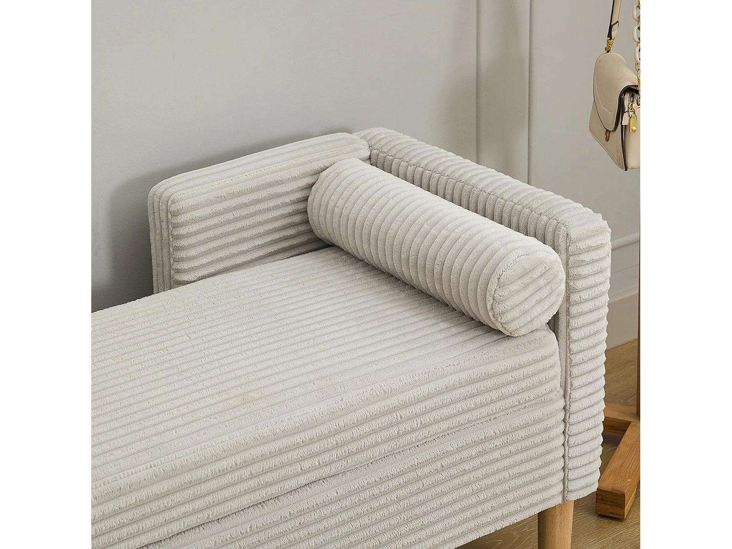 Grijze corduroy bedbank - Voor slaapkamer en hal