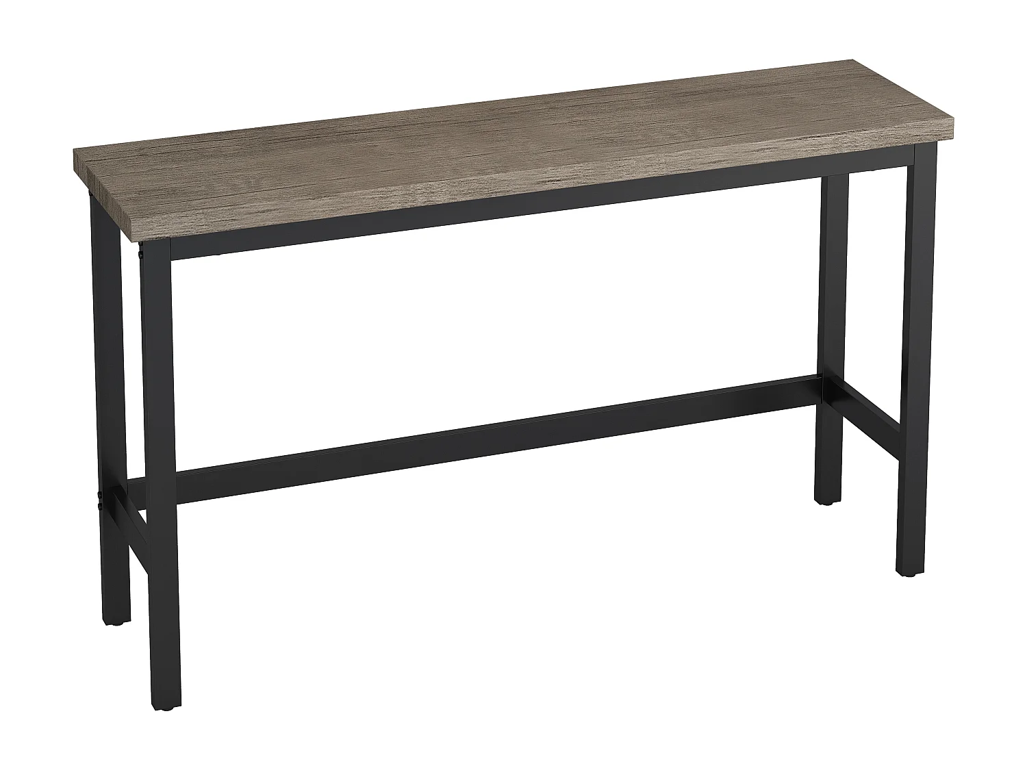 Ensemble table bar avec 3 tabourets - Plateau marron-gris, structure métal