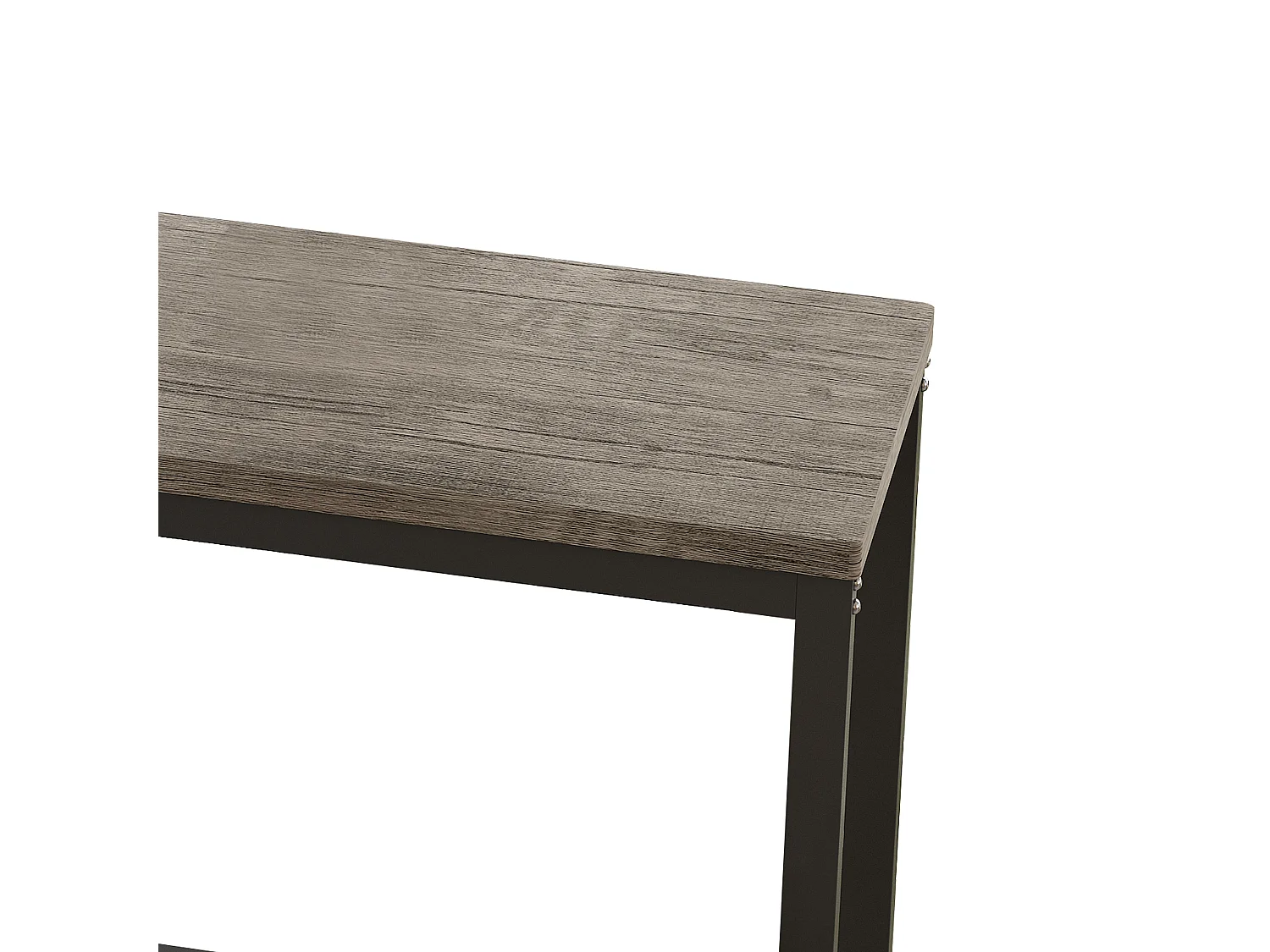 Ensemble table bar avec 3 tabourets - Plateau marron-gris, structure métal
