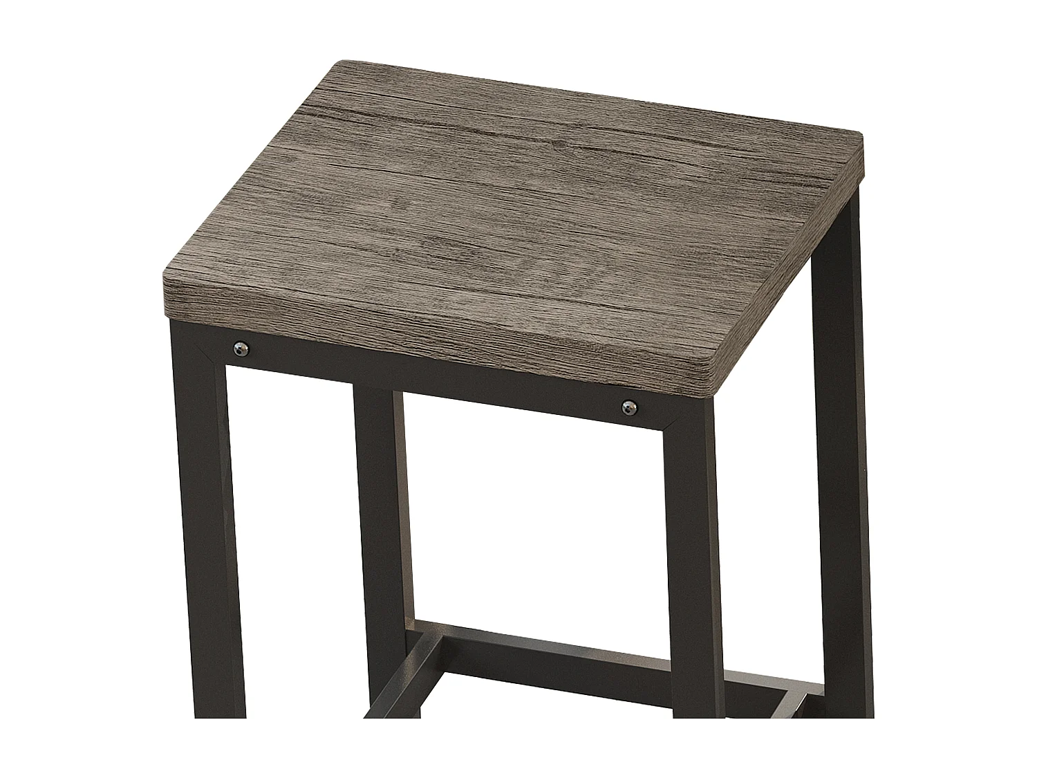 Ensemble table bar avec 3 tabourets - Plateau marron-gris, structure métal