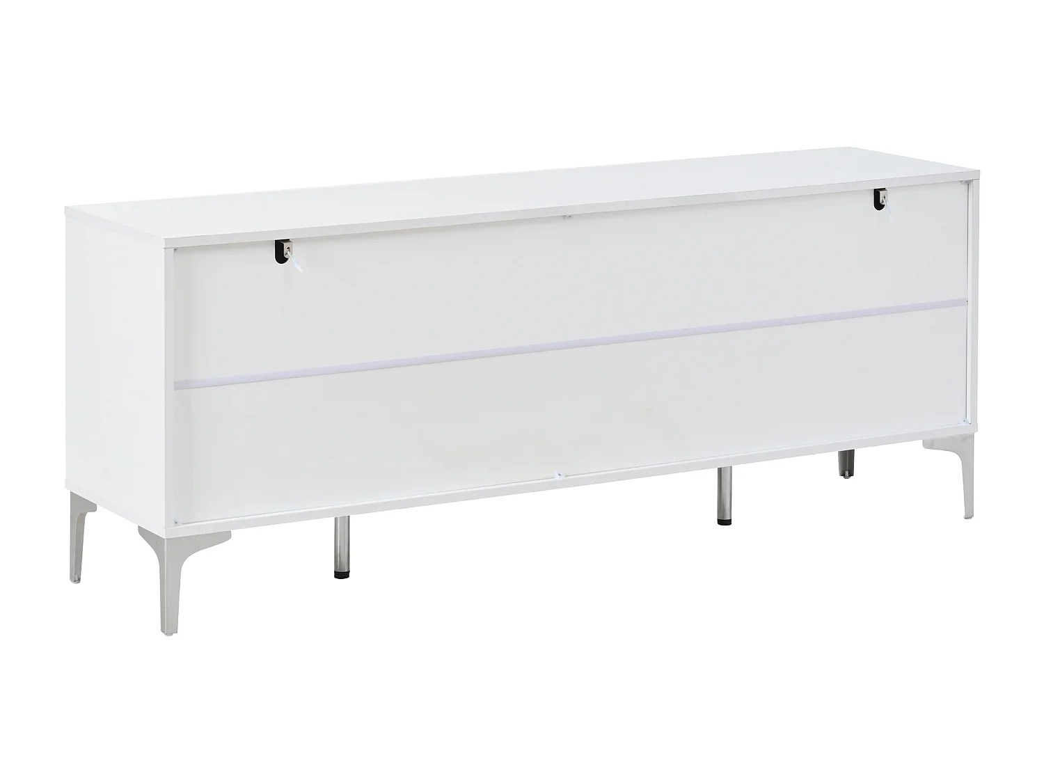 Buffet blanche finition brillant avec 2 portes et 4 tiroirs - Pieds en métal