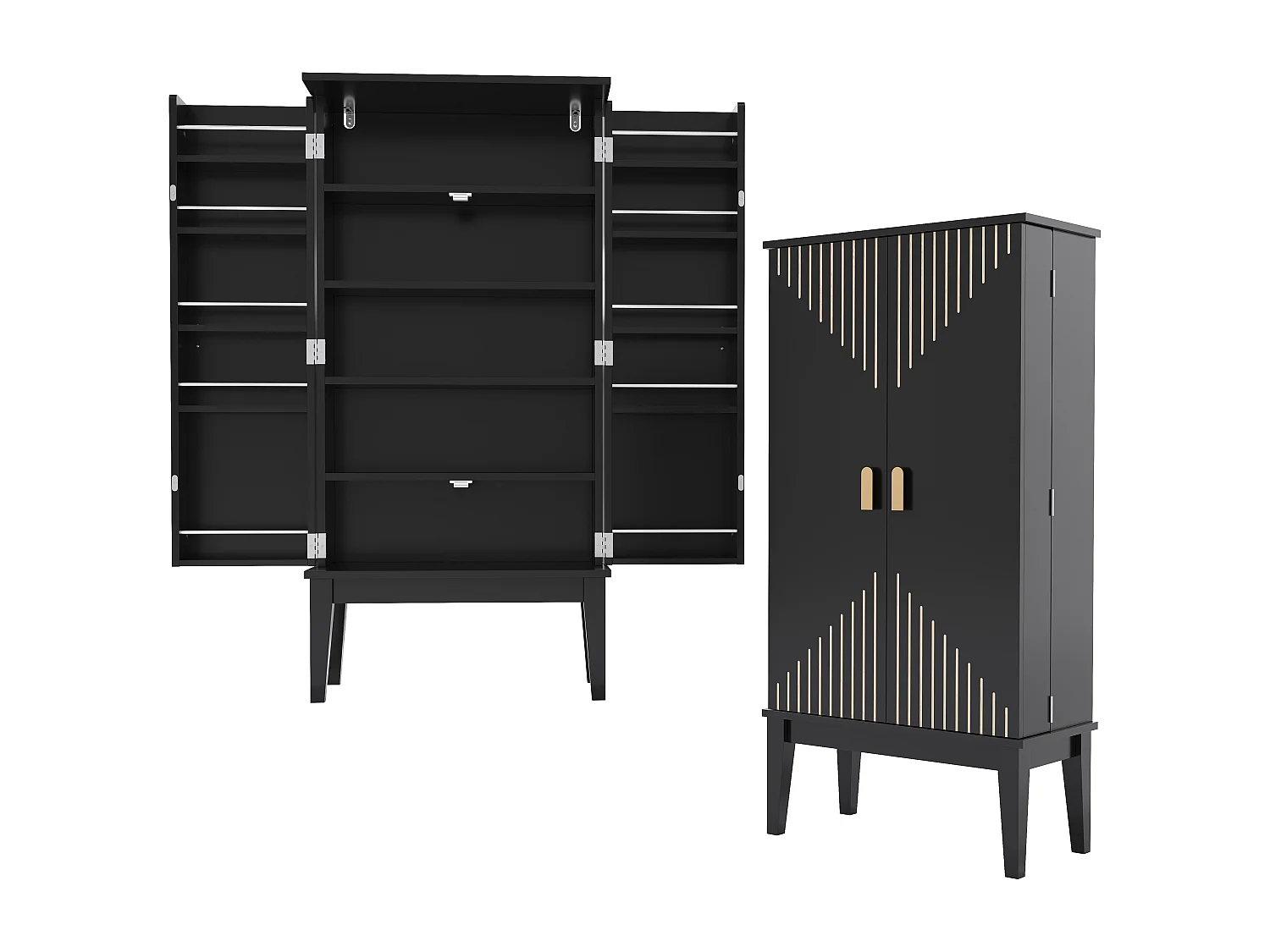 Credenza da cucina con 2 ante - Per cucina, sala da pranzo, soggiorno - Nero