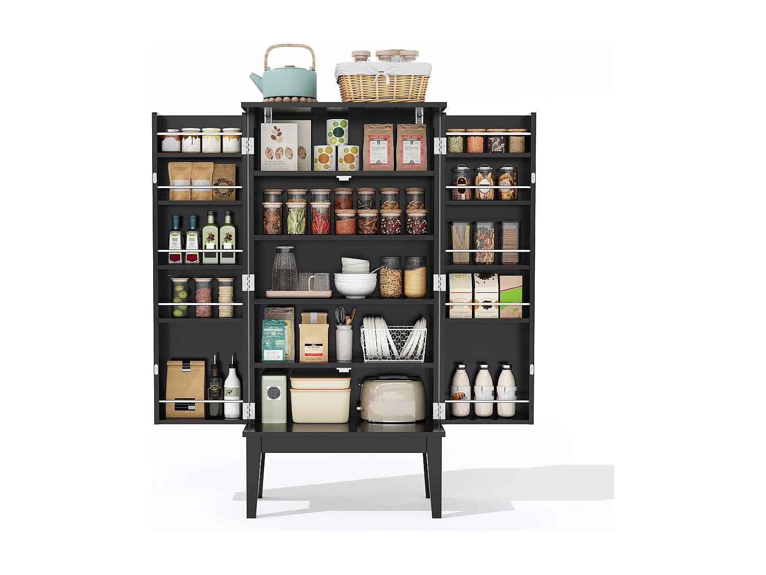 Credenza da cucina con 2 ante - Per cucina, sala da pranzo, soggiorno - Nero