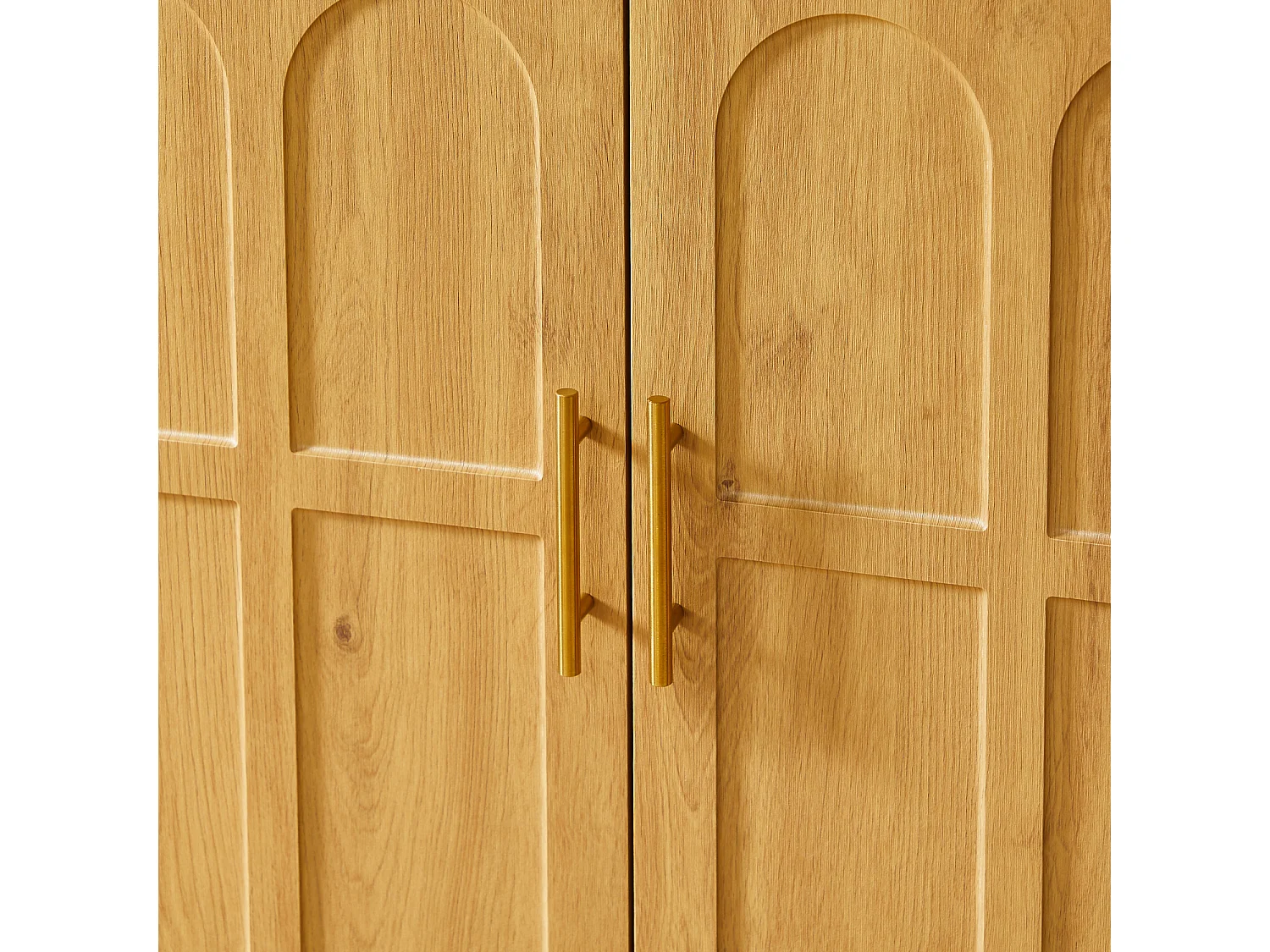 Buffet en MDF 169x40x80 cm avec 4 portes incurvées - Couleur bois