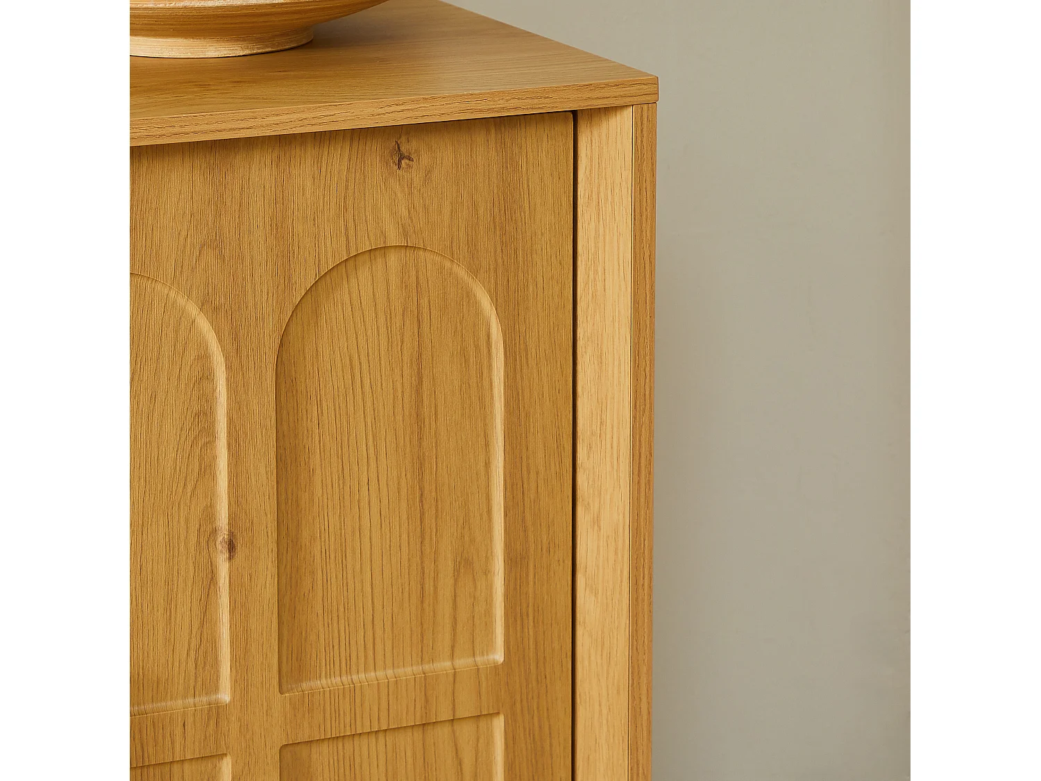 Buffet en MDF 169x40x80 cm avec 4 portes incurvées - Couleur bois