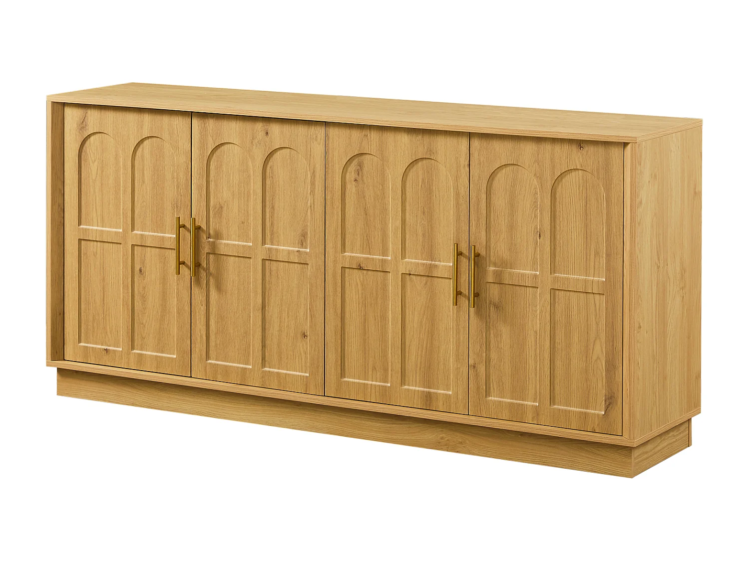 Buffet en MDF 169x40x80 cm avec 4 portes incurvées - Couleur bois