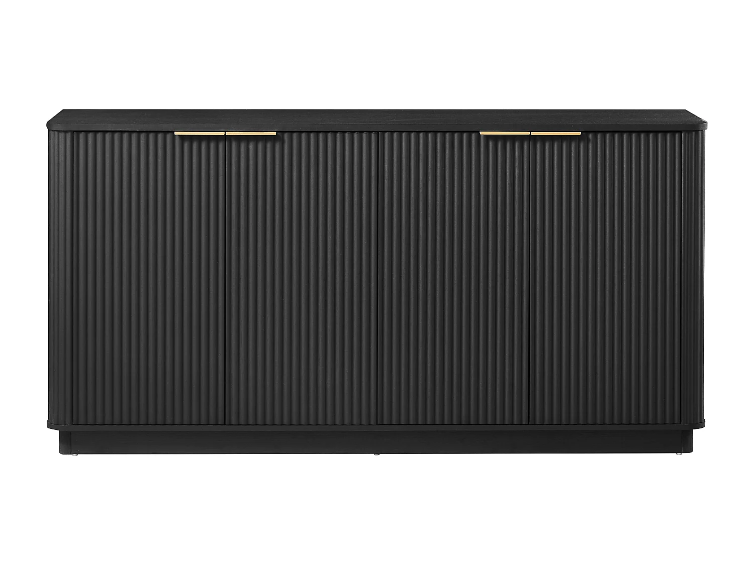 Buffet avec 4 portes rayures verticales - Noir 160 x 40 x 80 cm