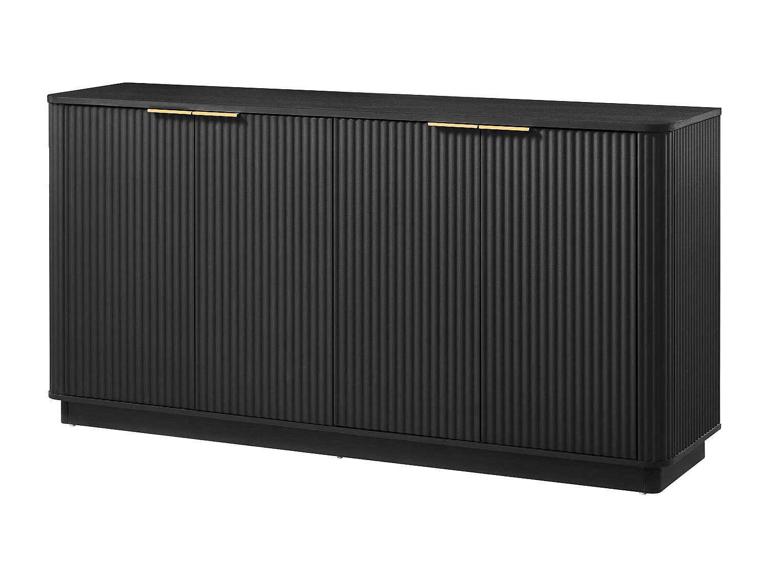 Buffet avec 4 portes rayures verticales - Noir 160 x 40 x 80 cm